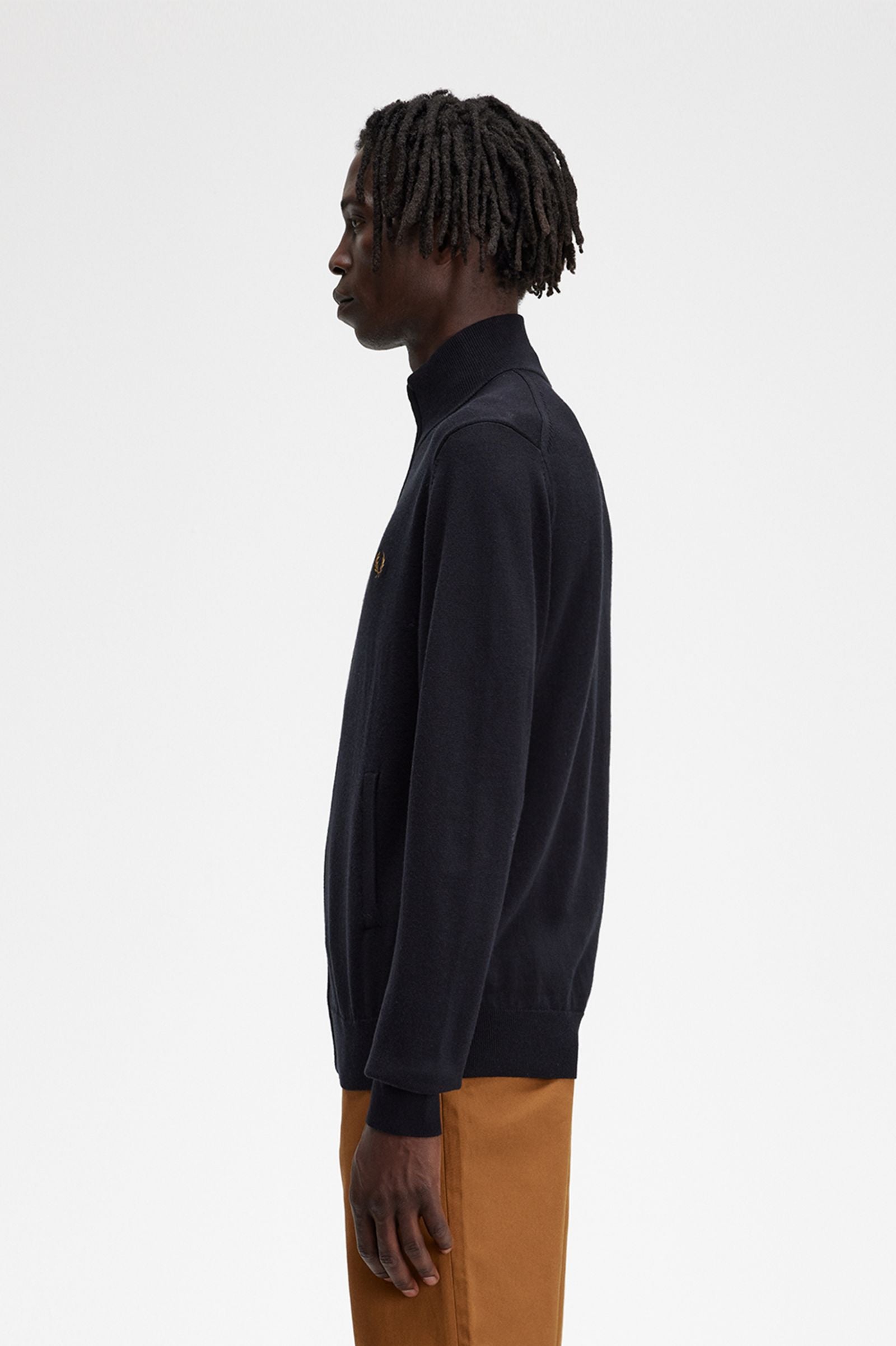 Buy the Fred Perry Classic Zip Through Cardigan - Black | Jingo