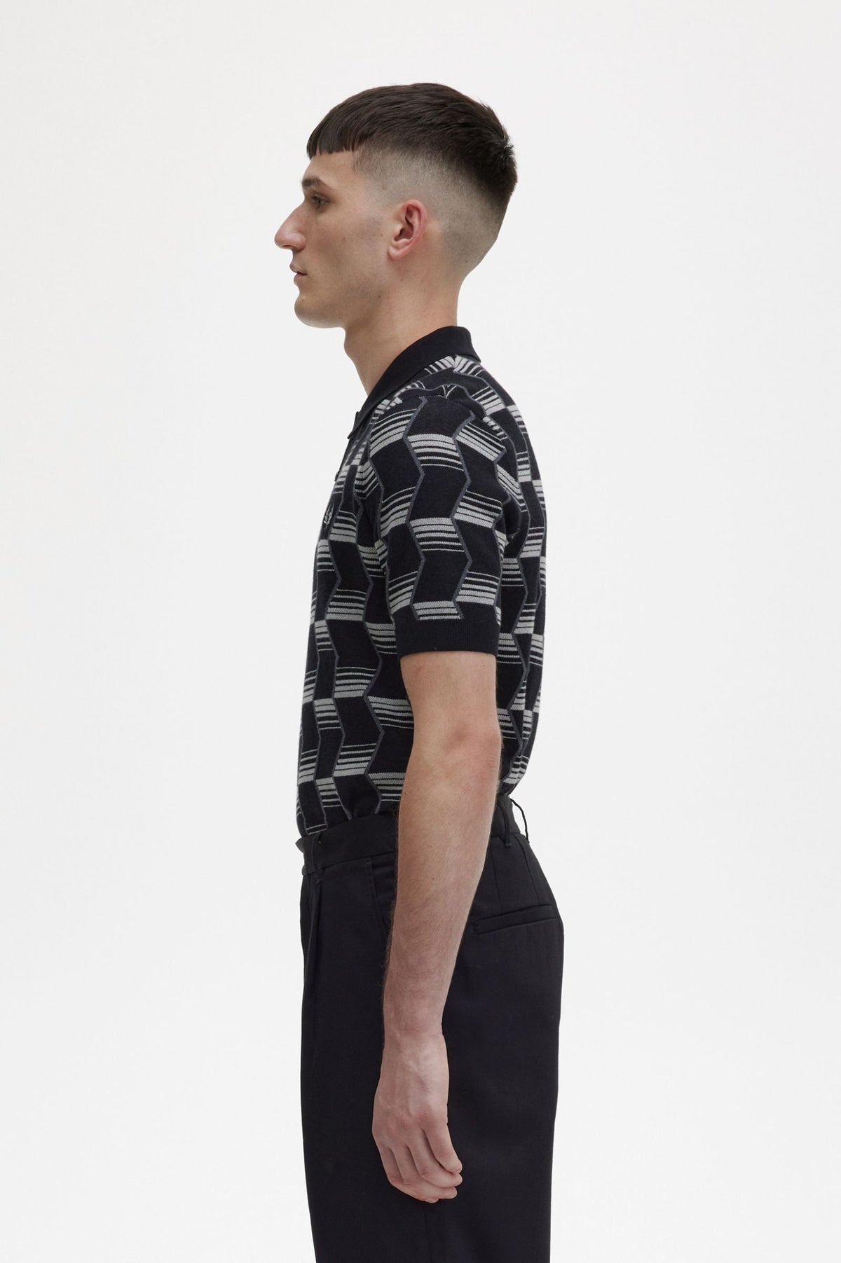 Fred Perry Chevron Knitted Polo - Black
