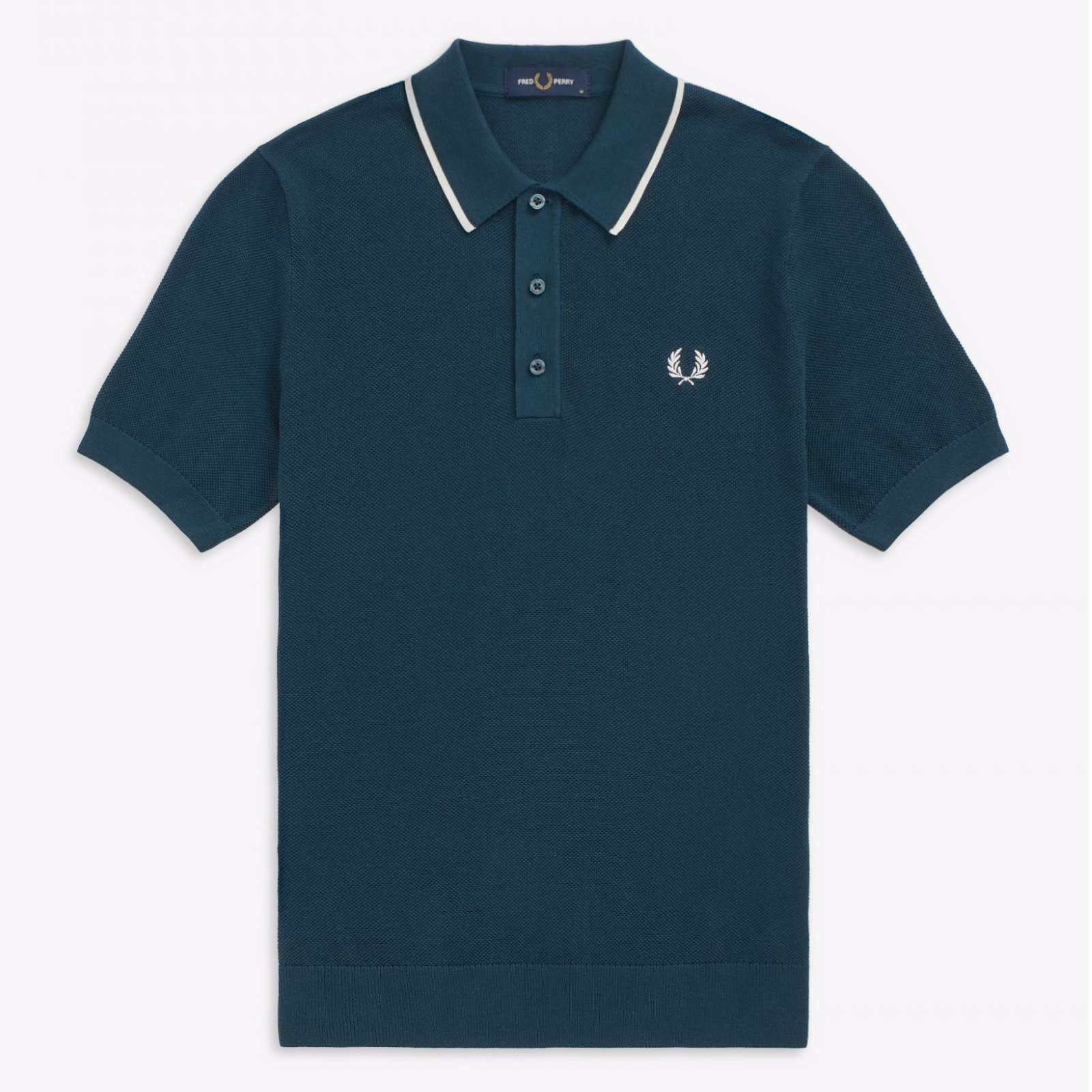 Fred Perry Tipped Knitted Polo Petrol Blue