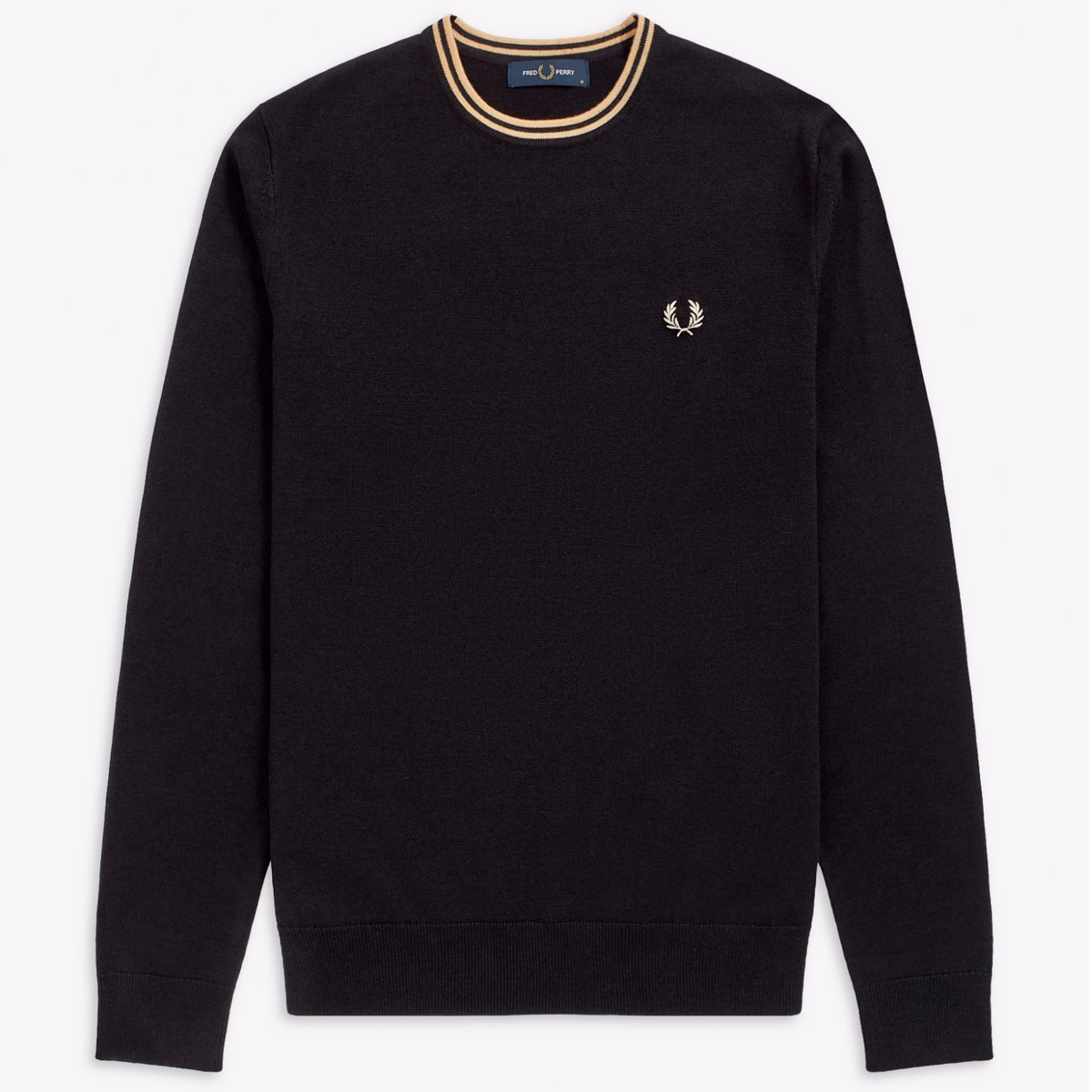 Fred Perry Classic Crew Neck Jumper Black / Champagne