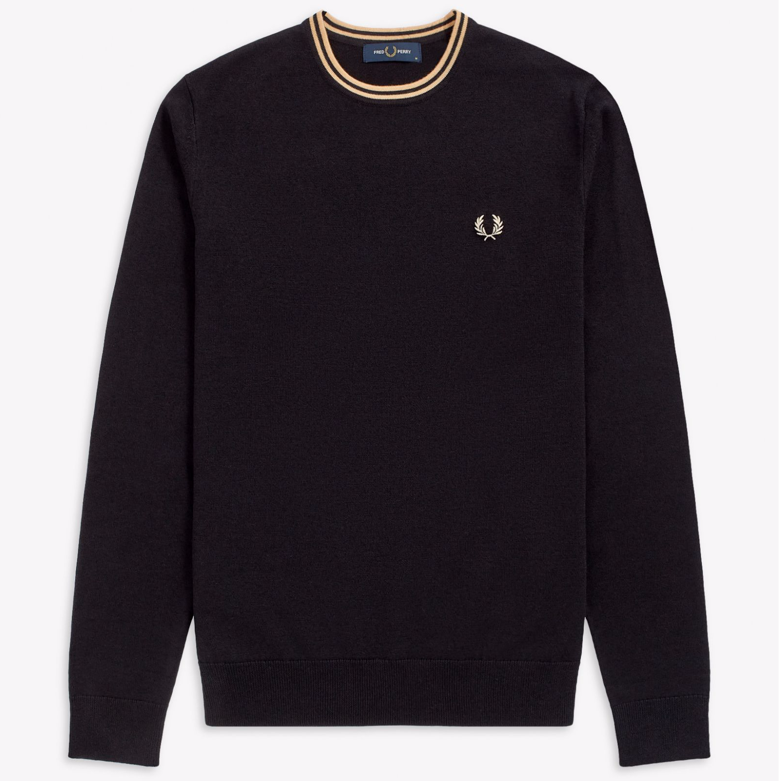 Fred Perry Classic Crew Neck Jumper Black / Champagne