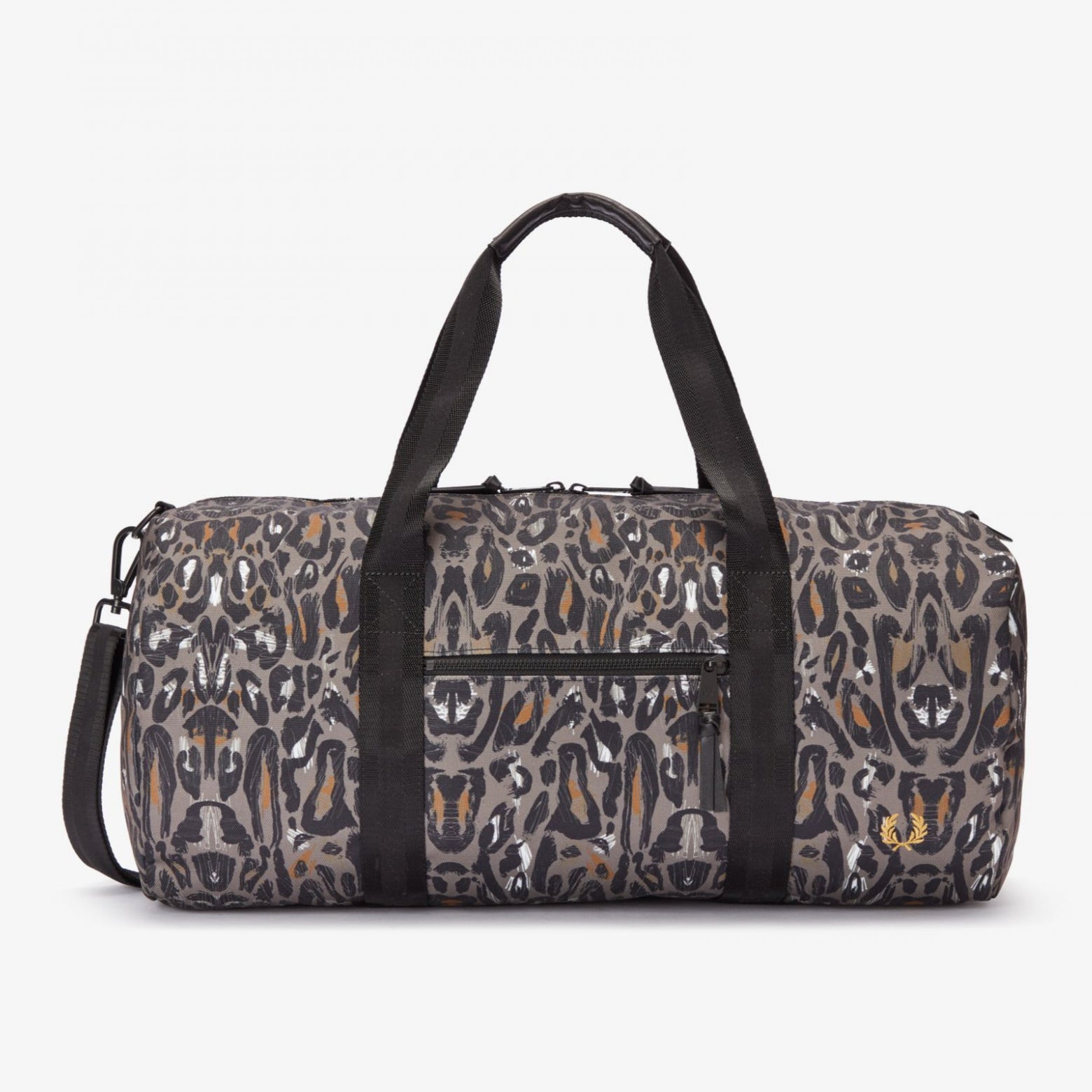 Fred Perry Leopard Print Barrel Bag - Black Iris