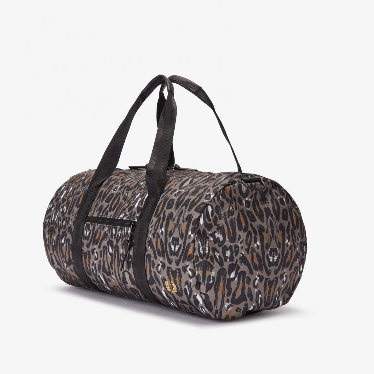 Fred Perry Leopard Print Barrel Bag - Black Iris