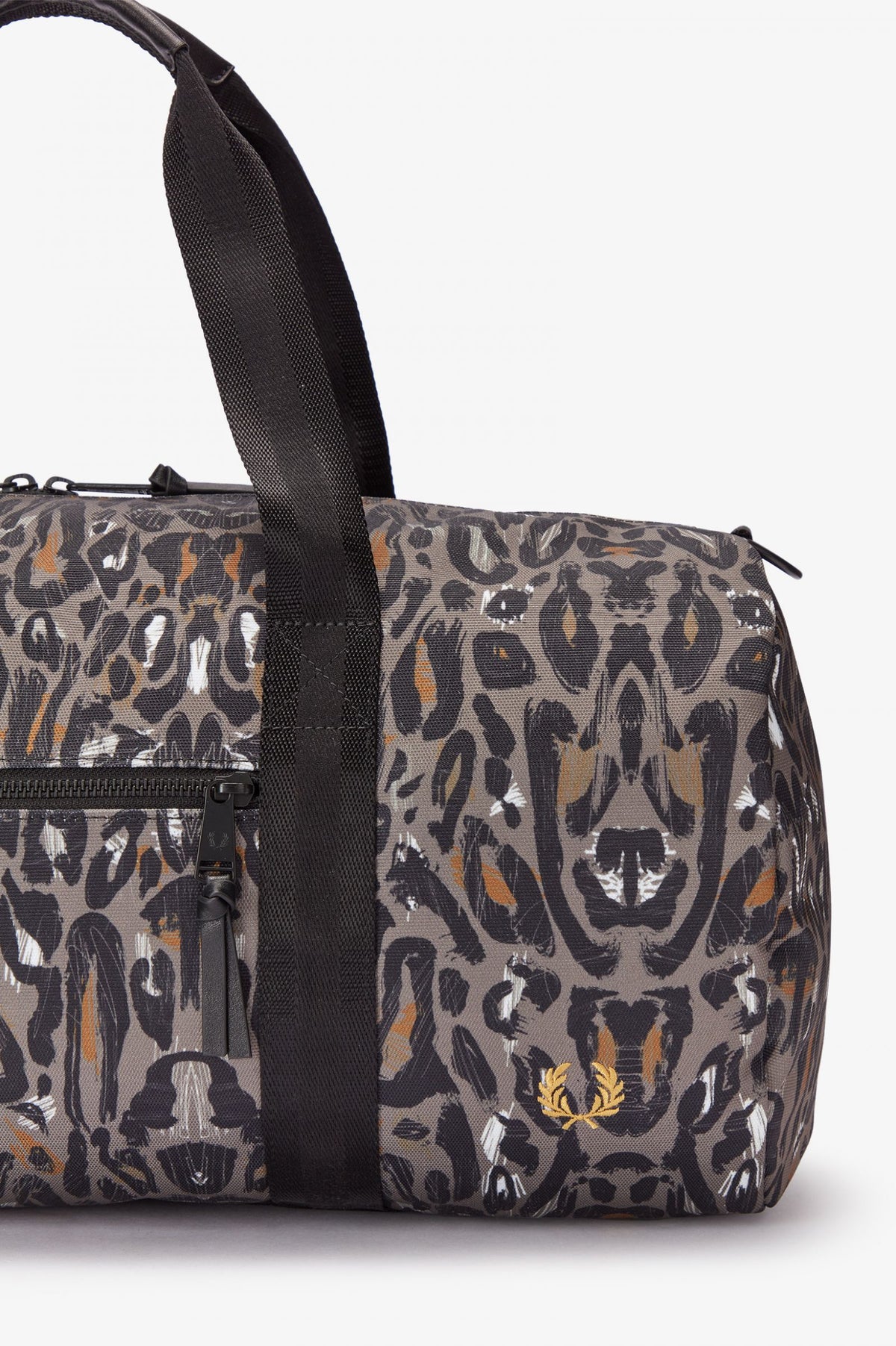 Fred Perry Leopard Print Barrel Bag - Black Iris