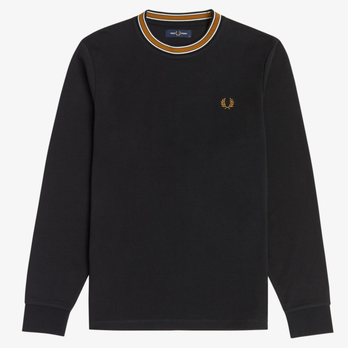 Fred Perry Tramline Tipped LS T-Shirt - Black