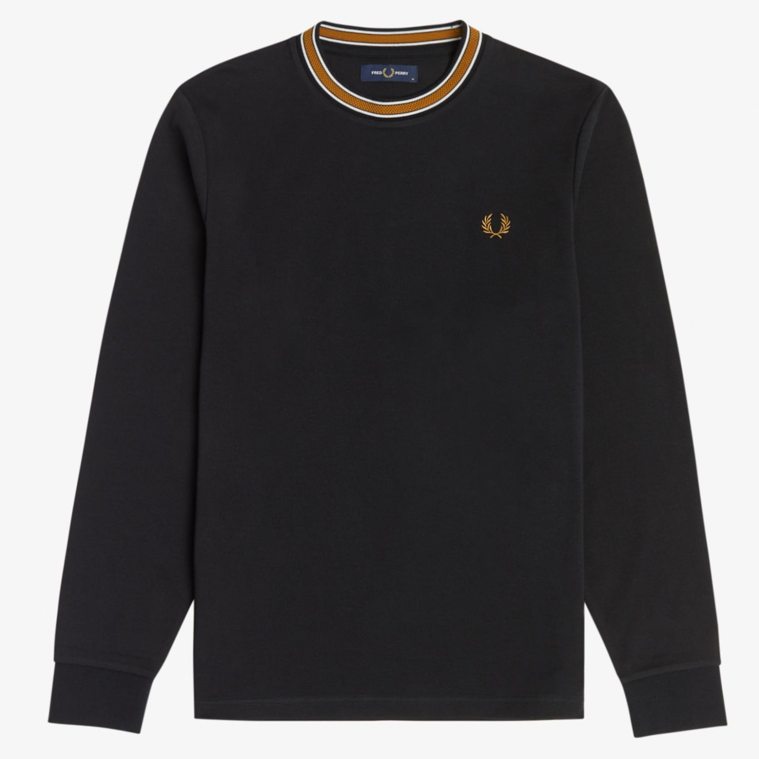 Fred Perry Tramline Tipped LS T-Shirt - Black