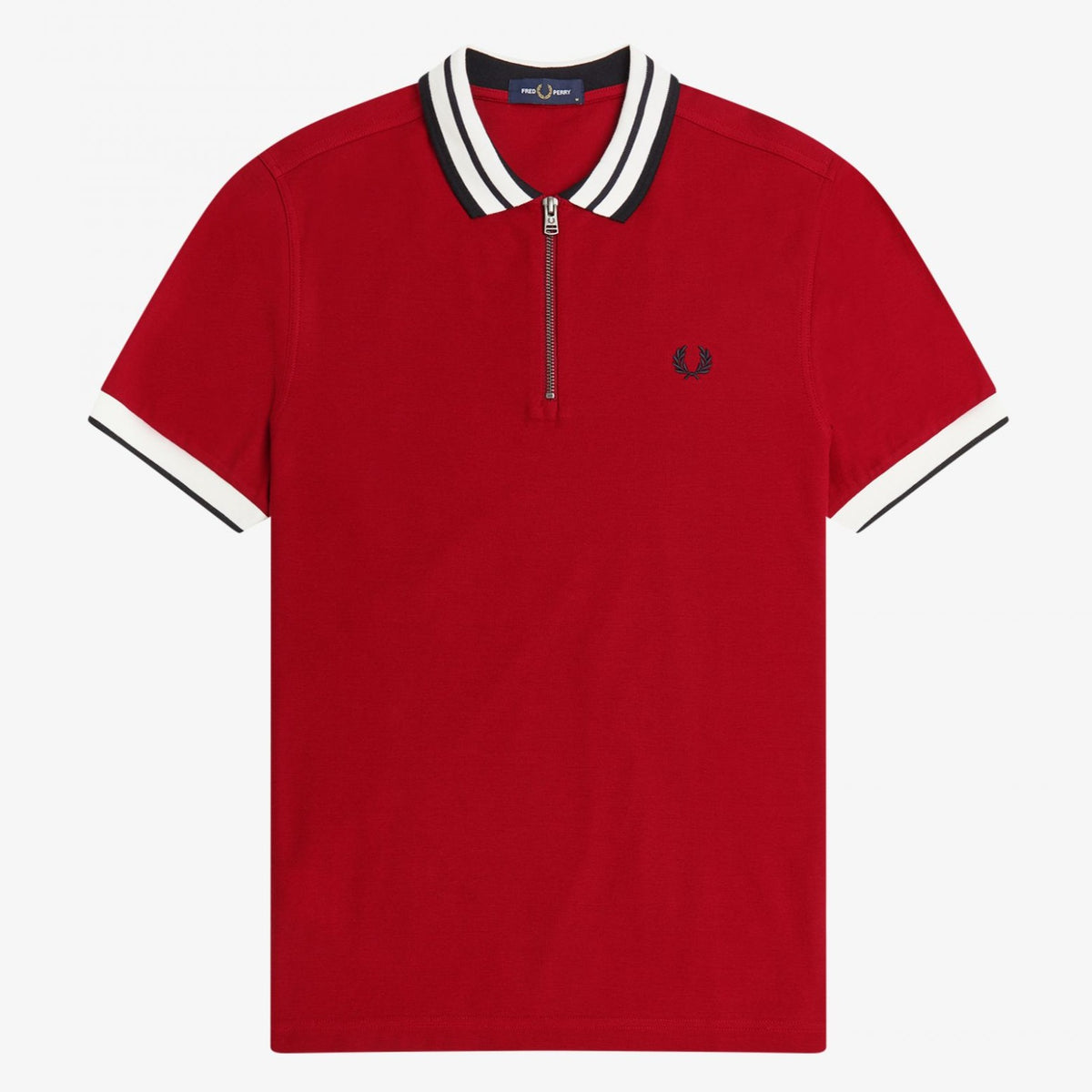 Fred Perry Zip Neck Polo Shirt - Blood
