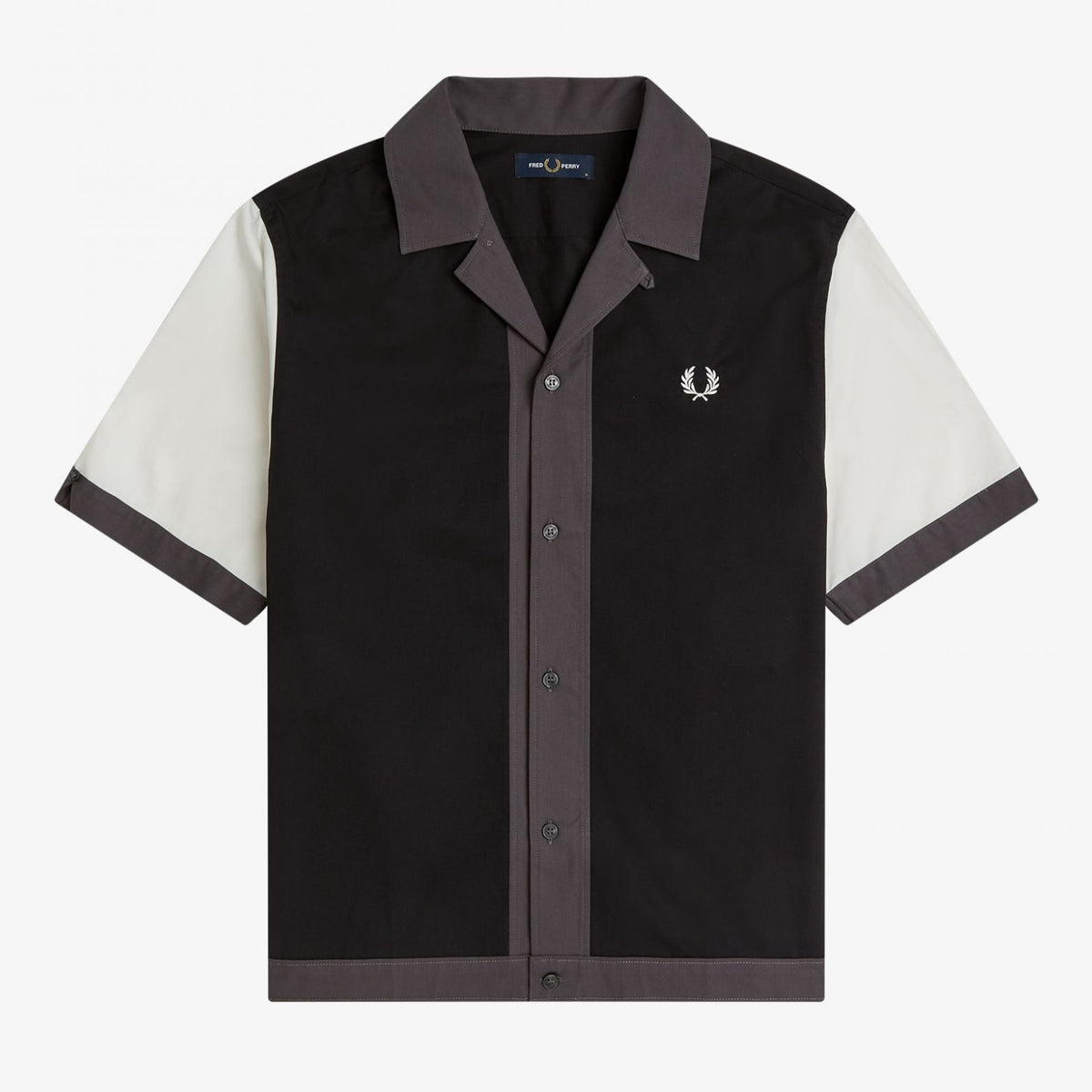Fred Perry Colour Block Revere Collar Shirt - Black