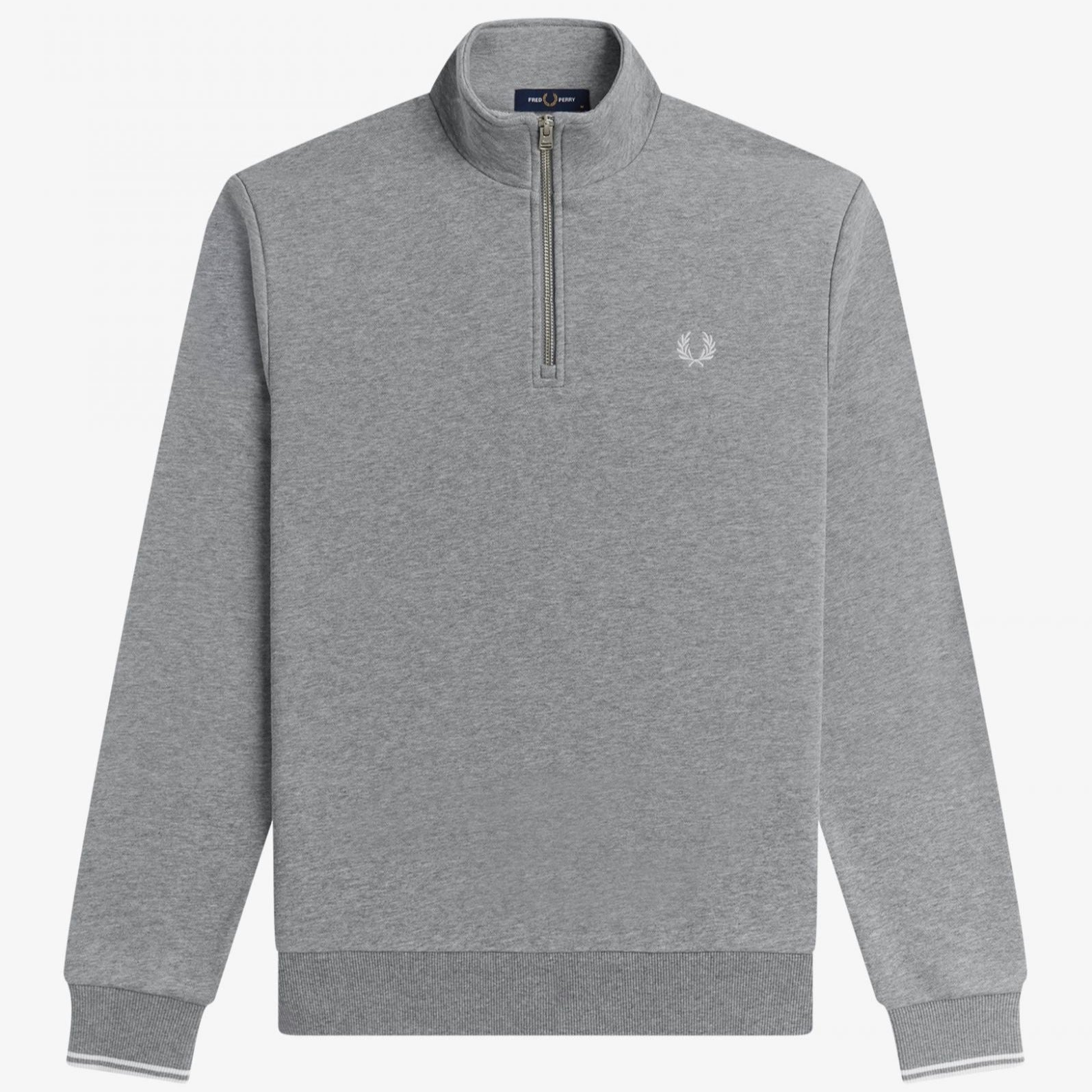 Fred Perry Half Zip Sweat - Steel Marl