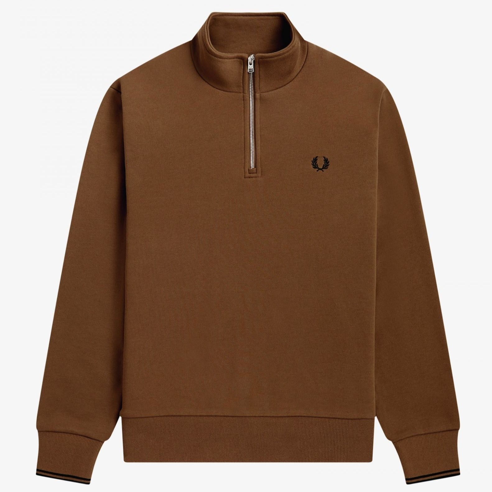 Fred Perry Half Zip Sweat - Shaded Stone