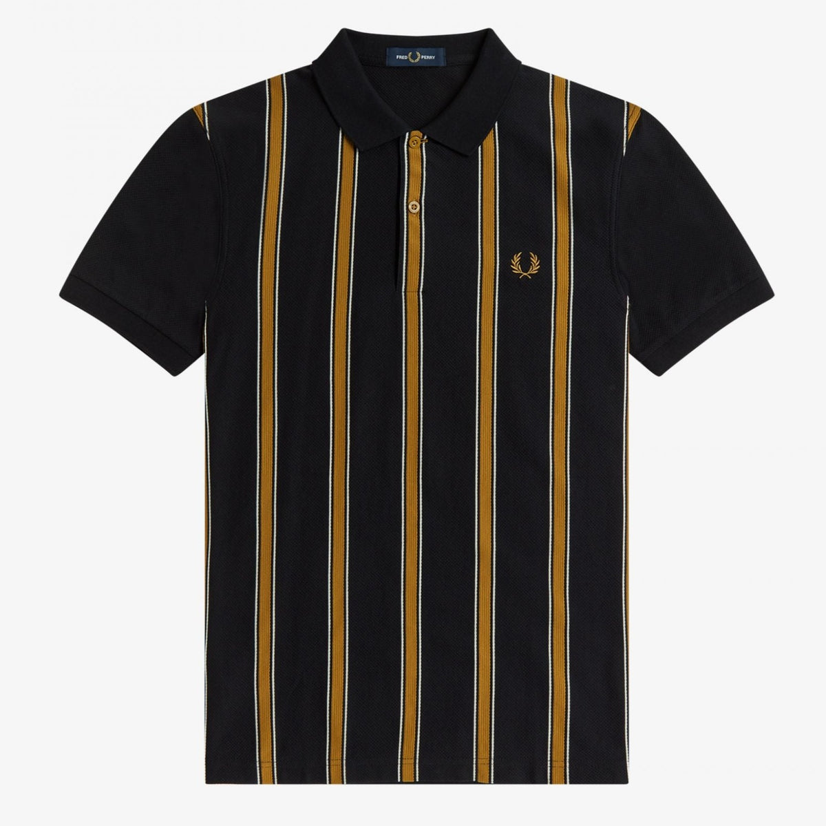 Fred Perry Textured Stripe Polo Shirt - Black