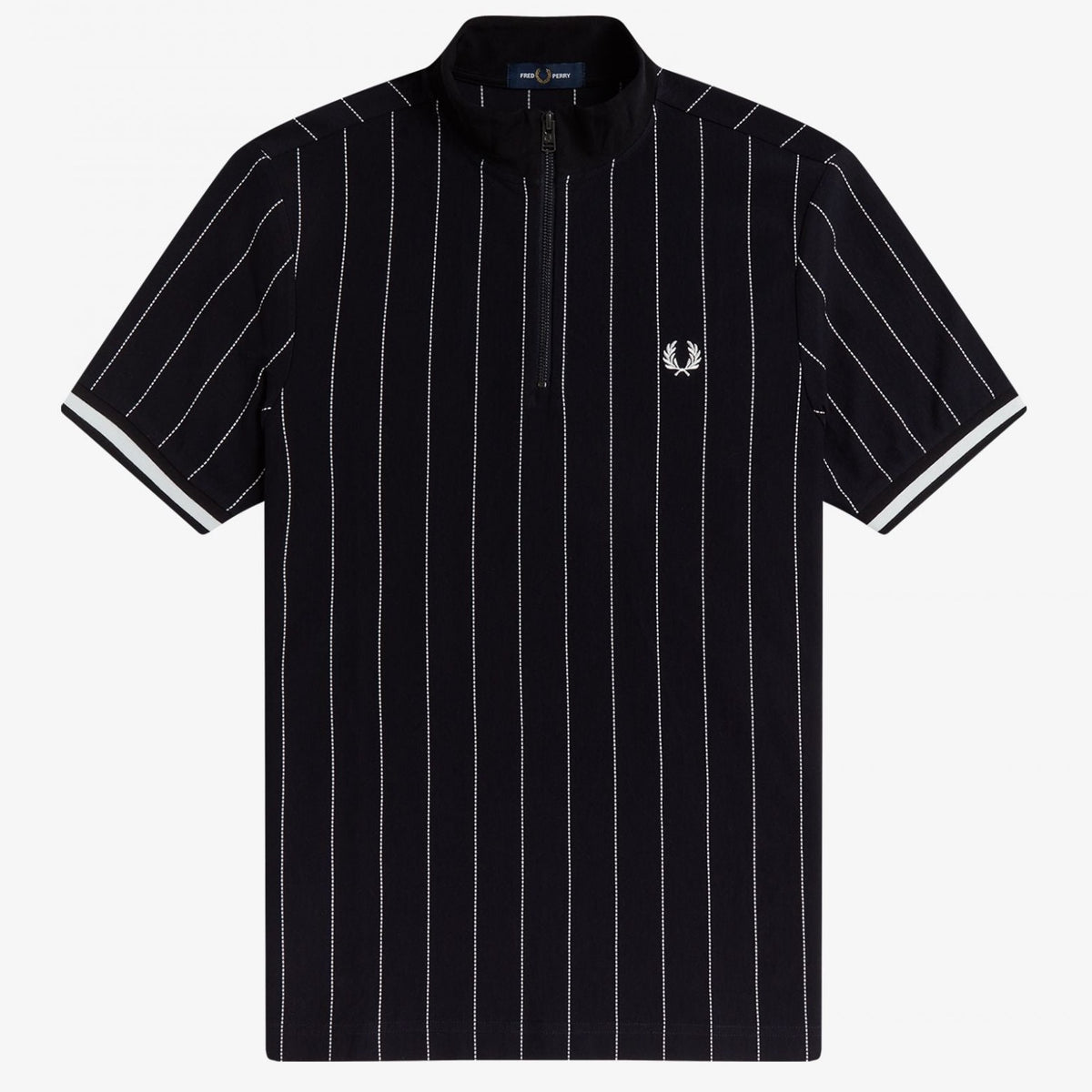 Fred Perry Fine Stripe Funnel Neck Polo - Navy