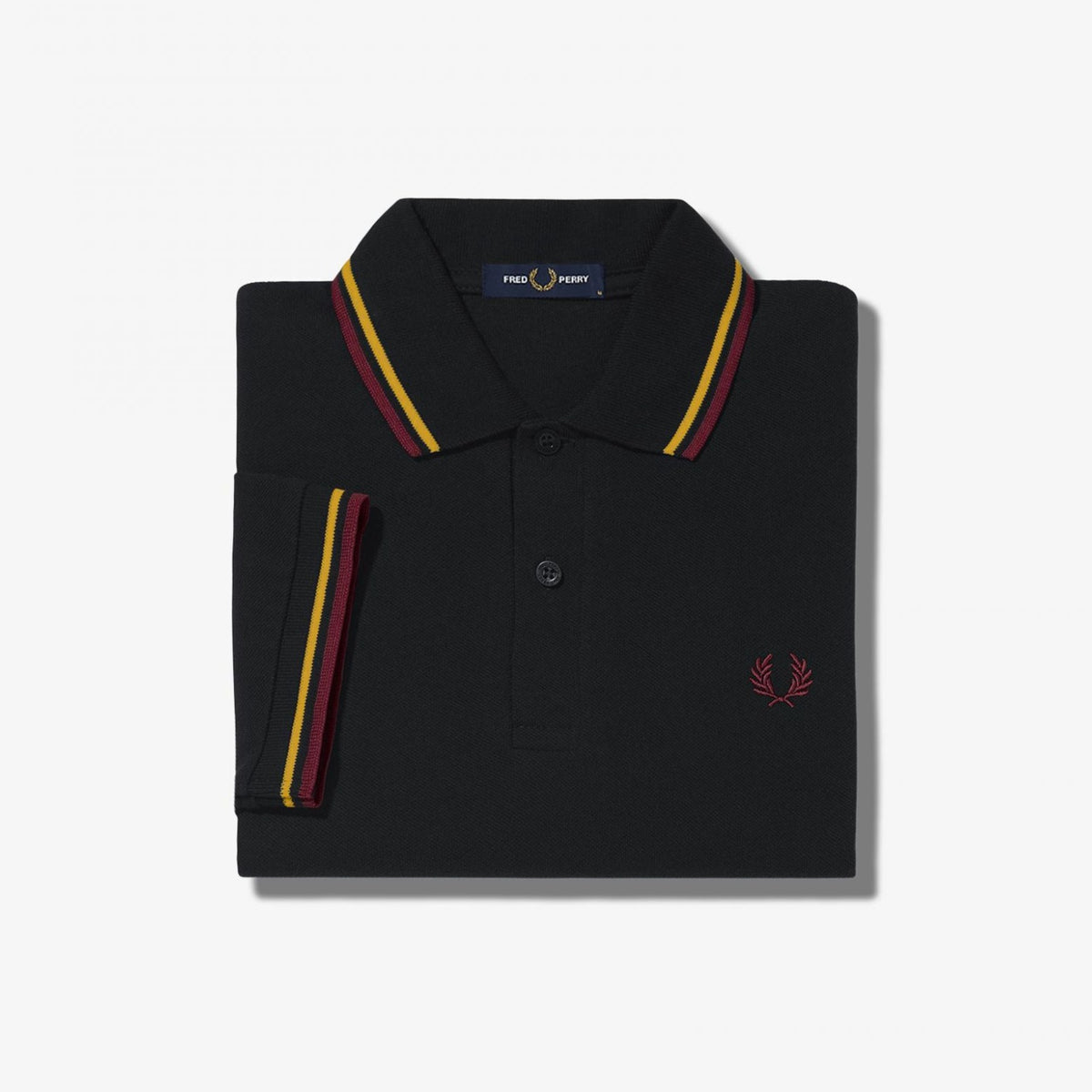 Fred Perry M3600 Polo Shirt - Black / 1964 Gold / Aubergine