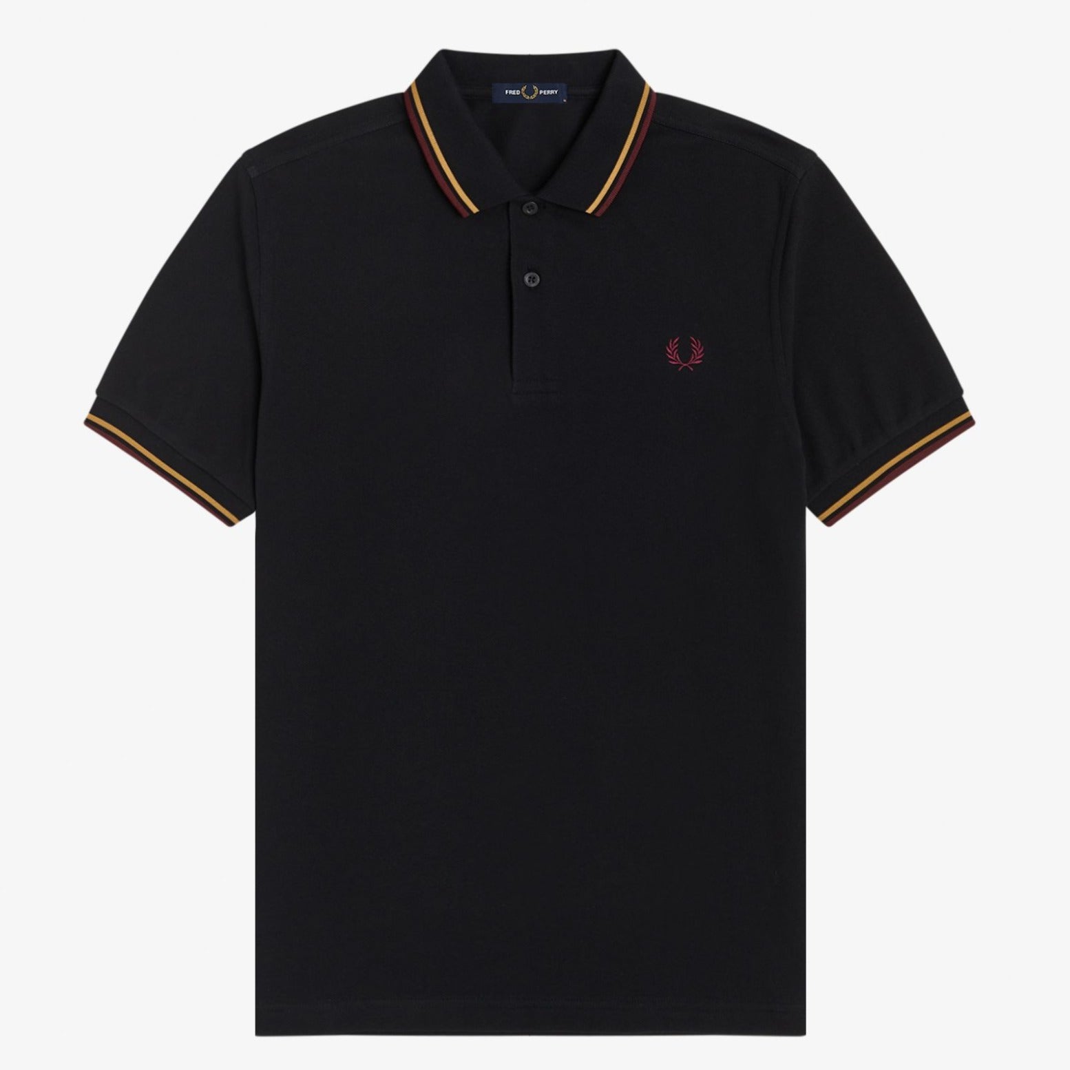 Fred Perry M3600 Polo Shirt - Black / 1964 Gold / Aubergine