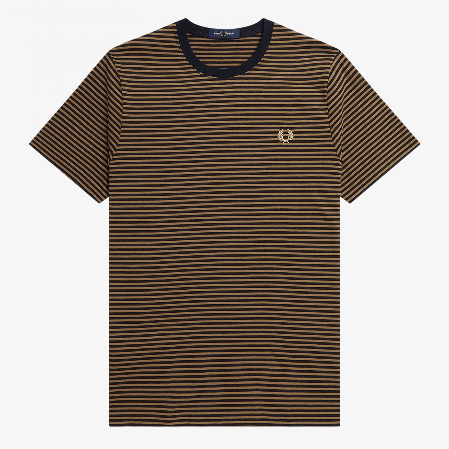 Fred Perry Fine Stripe T-Shirt - Shaded Stone / Navy