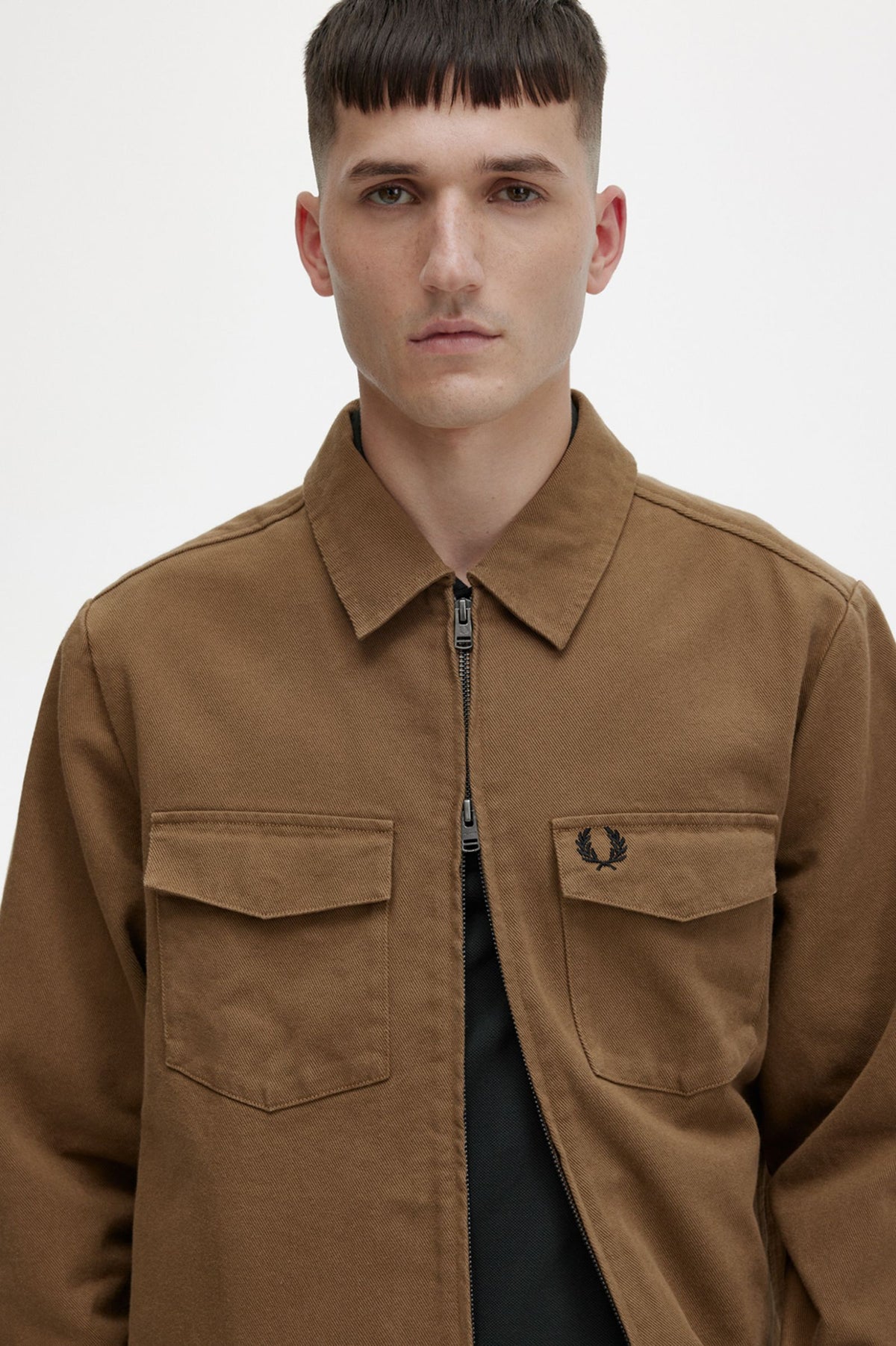 Fred Perry Heavy Twill Overshirt - Shaded Stone