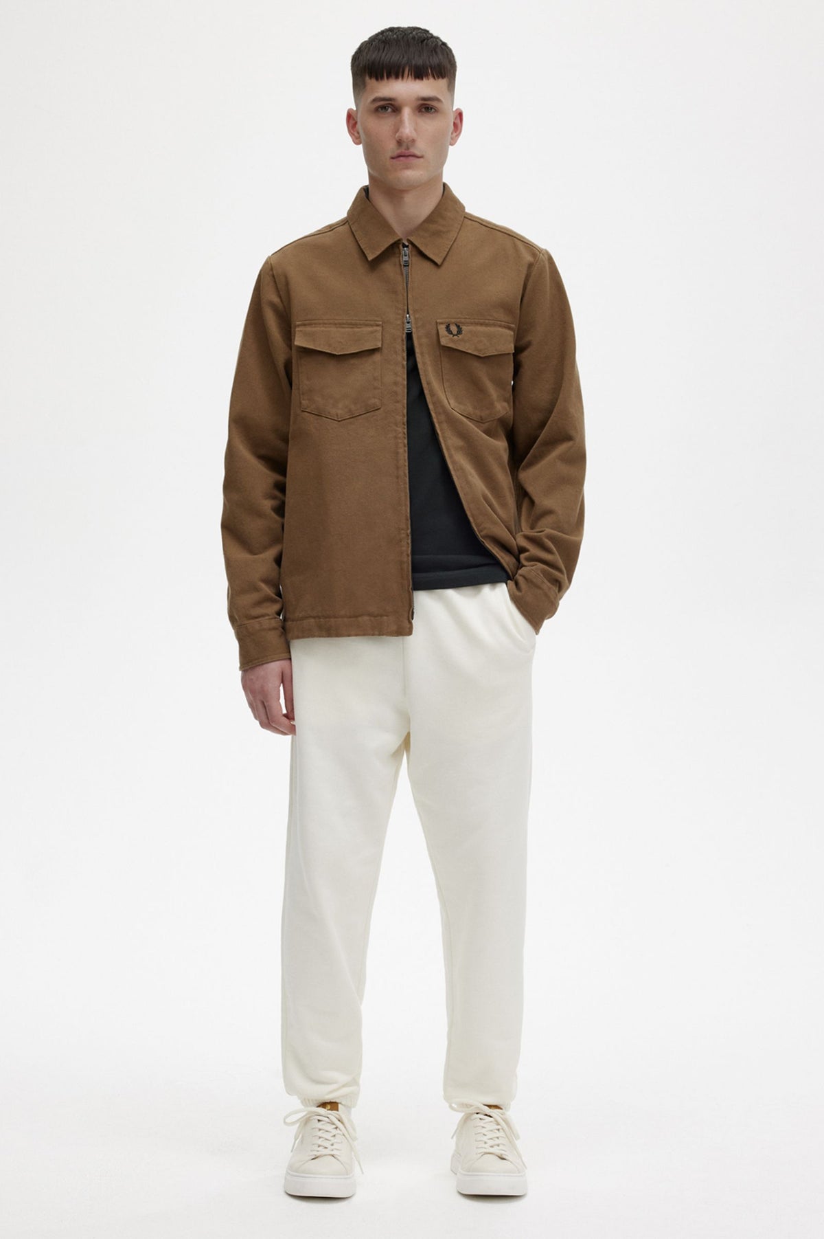 Fred Perry Heavy Twill Overshirt - Shaded Stone