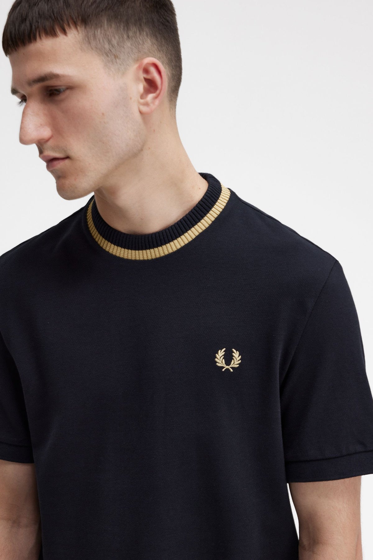 Fred Perry Crew Neck Pique T-Shirt - Black