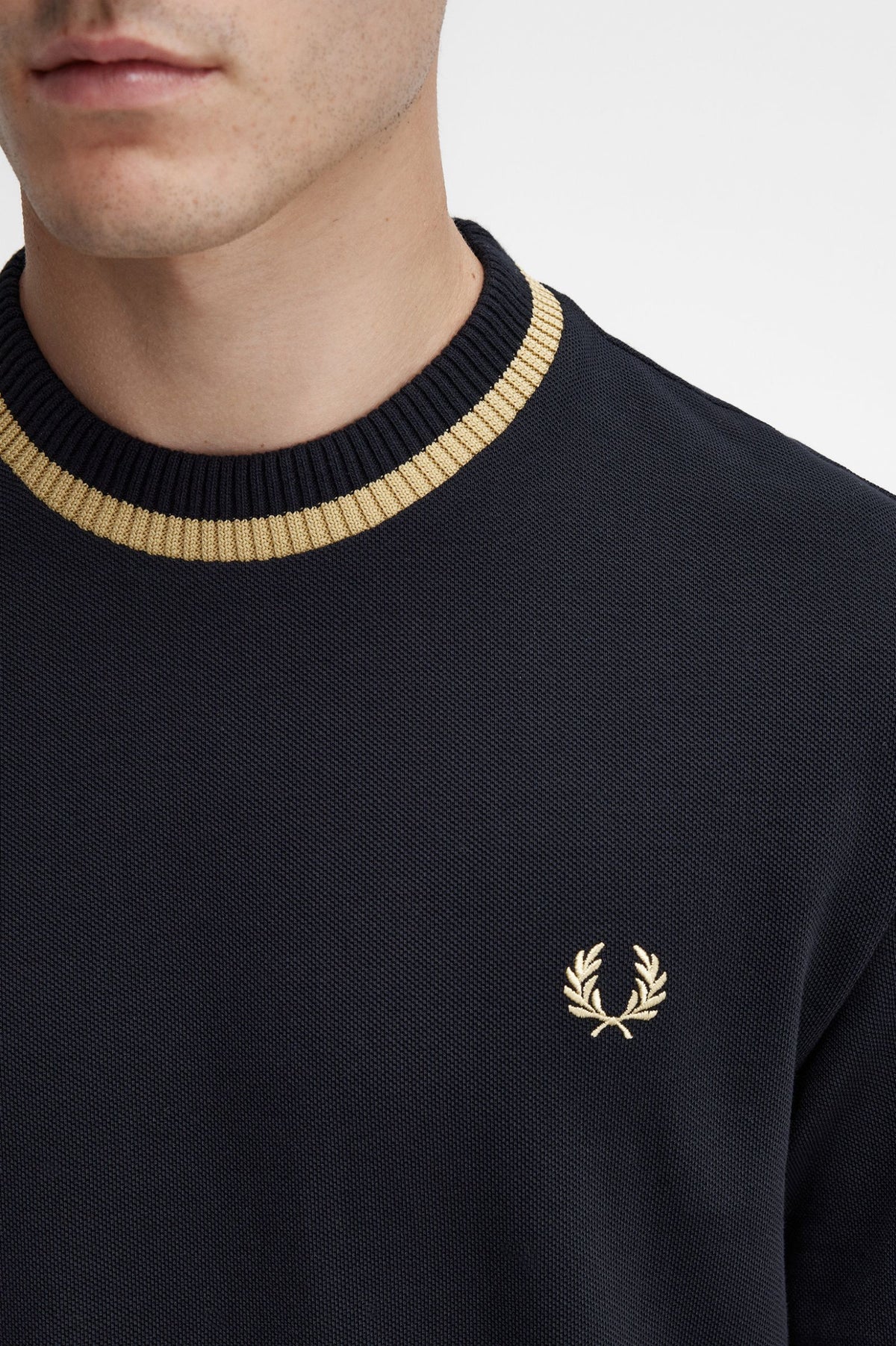 Fred Perry Crew Neck Pique T-Shirt - Black