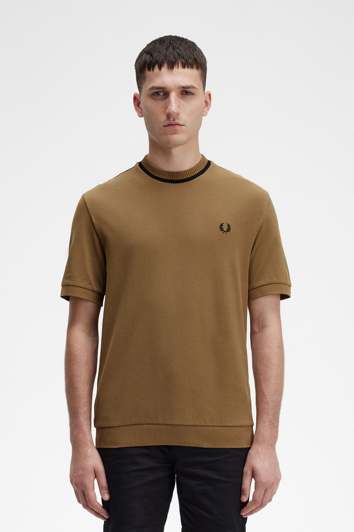 Fred Perry Crew Neck Pique T-Shirt - Shaded Stone