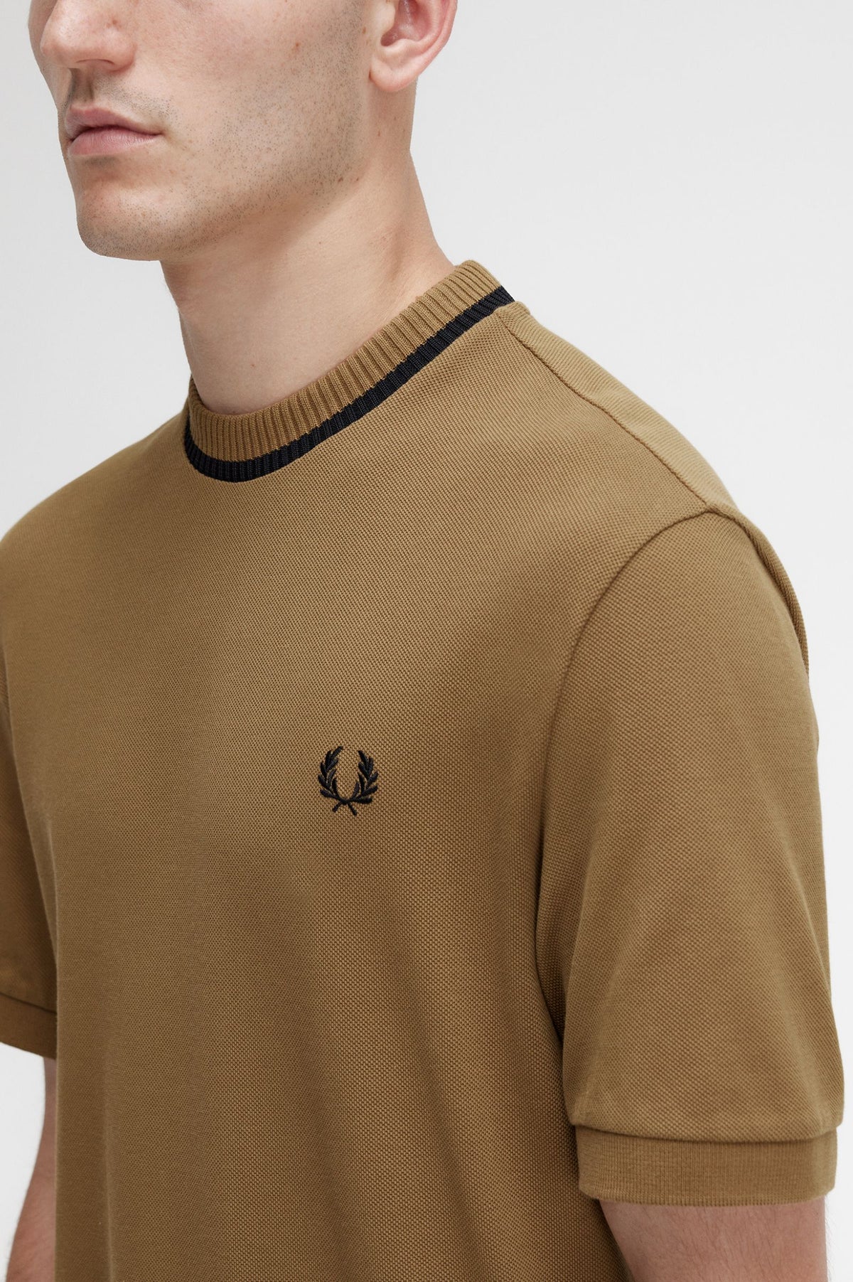 Fred Perry Crew Neck Pique T-Shirt - Shaded Stone