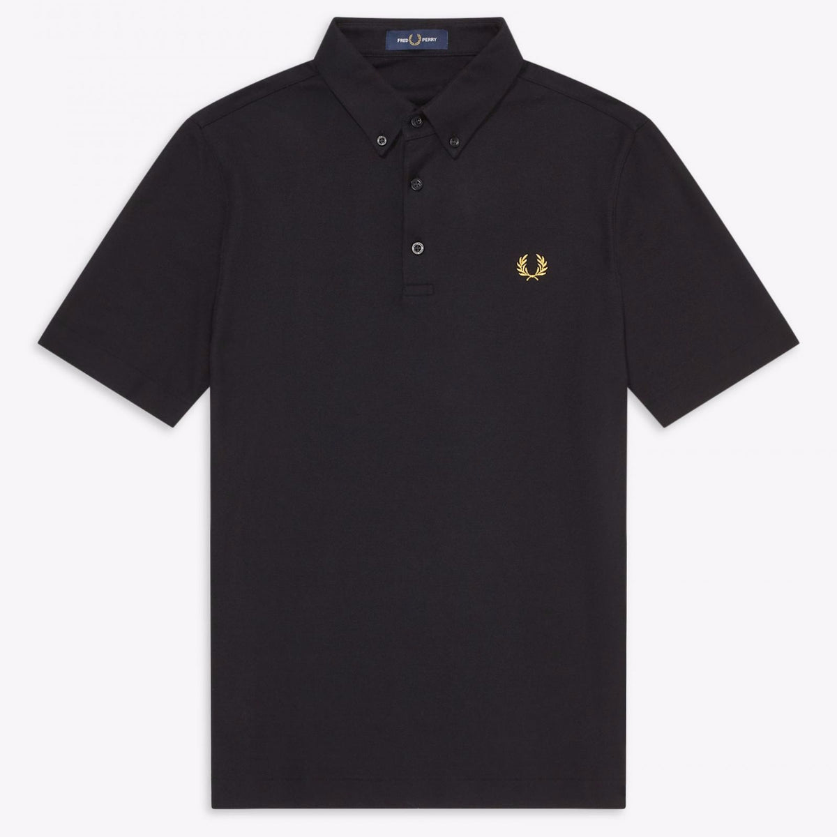 Fred Perry Button Down Polo Shirt Black