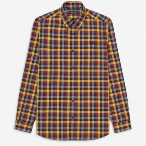 Fred Perry 5 Colour Gingham Shirt Gold