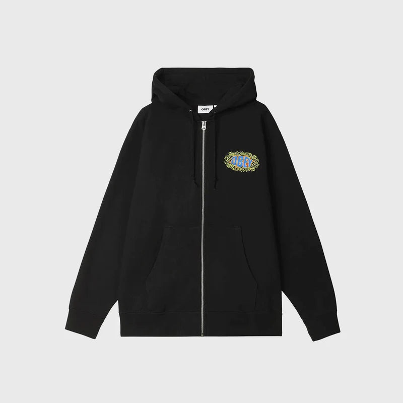 Obey Tribal Zip Hood - Black