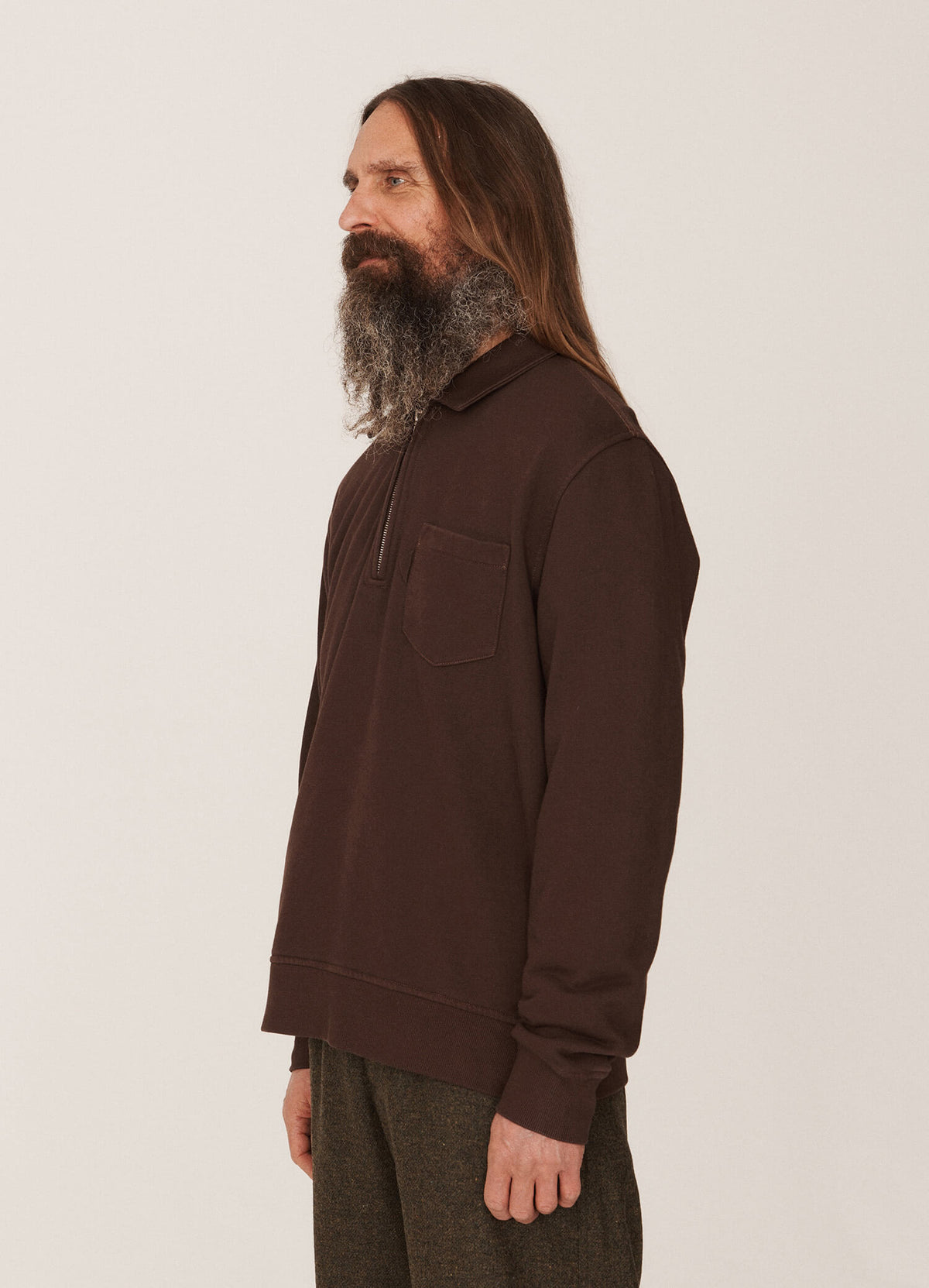 YMC Sugden Zip Sweat - Brown