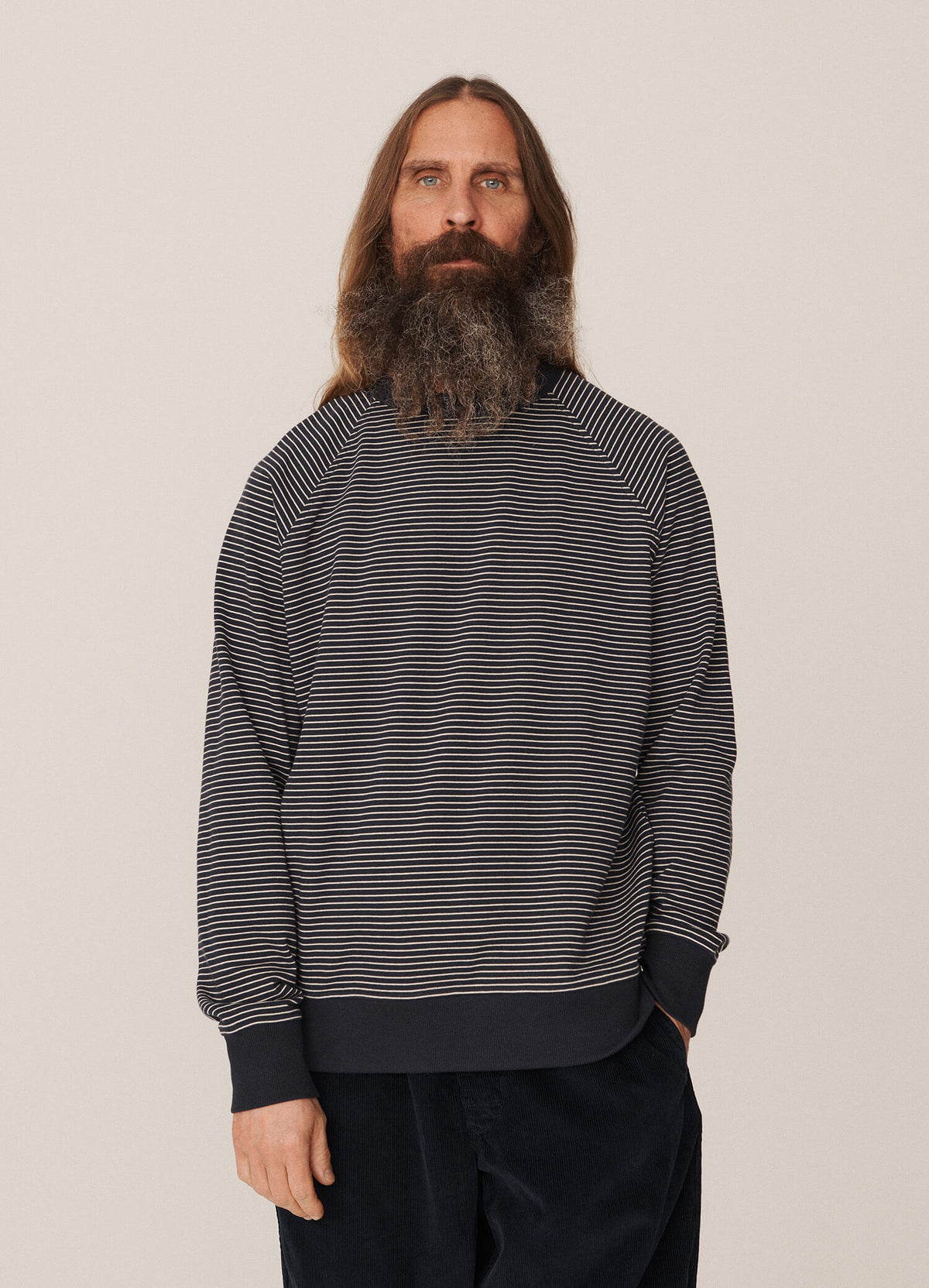 YMC Schrank Raglan Sweat - Navy / Stone