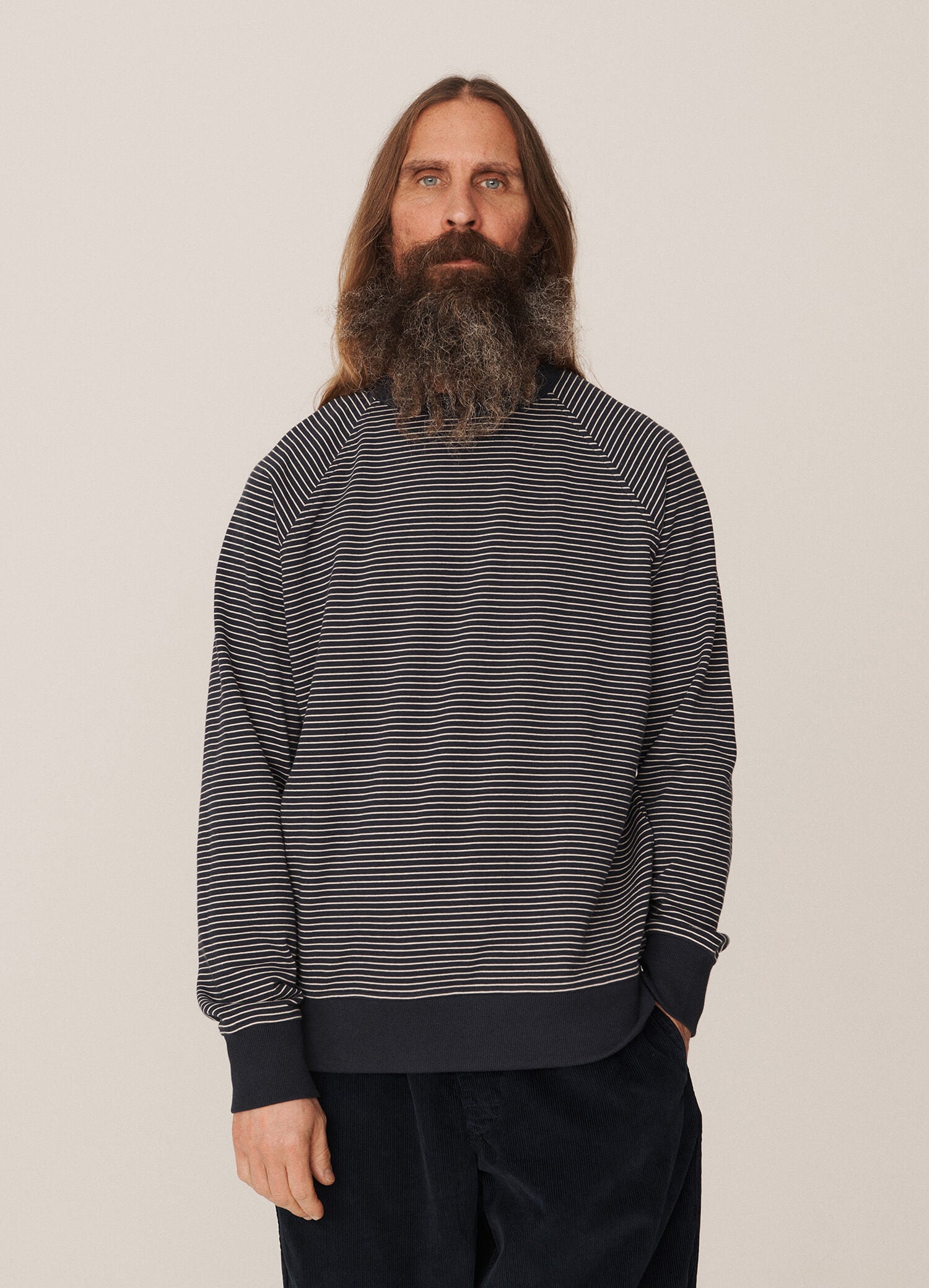 YMC Schrank Raglan Sweat - Navy / Stone