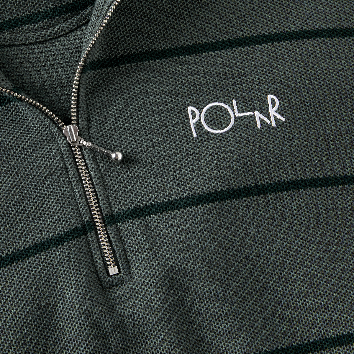 Polar Skate Co Stripe Zip Neck Sweat - Blueish Grey