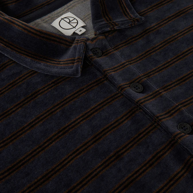 Polar Skate Velour Polo Shirt - Grey Blue