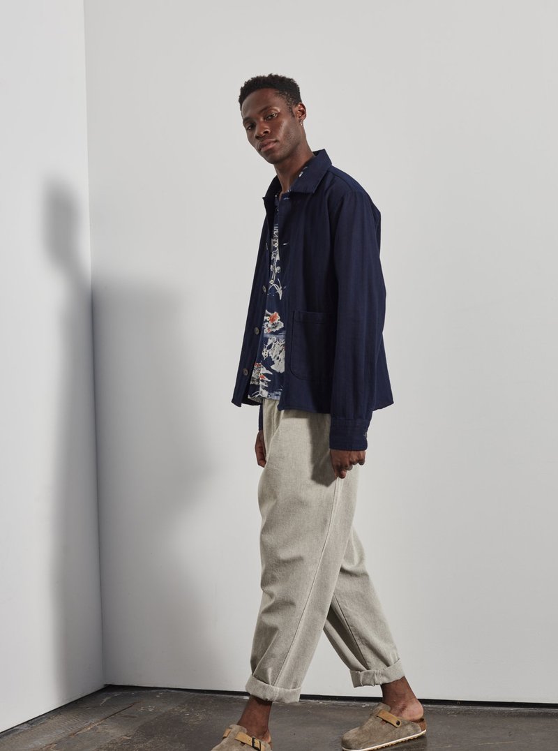 Universal Works Travail Shirt - Indigo Herringbone