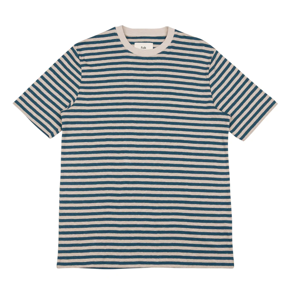 Folk Classic Stripe T-Shirt - Dark Cyan / Natural