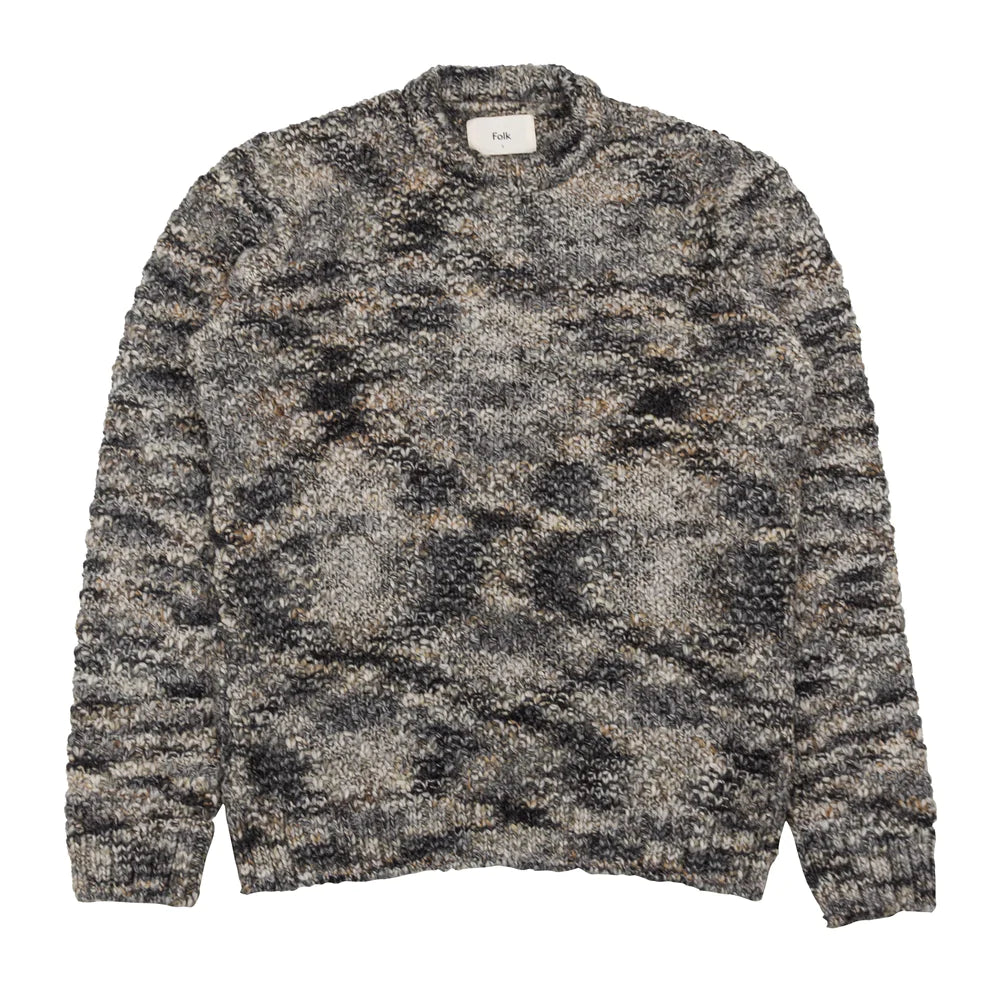 Folk Mixed Yarn Crew - Slate Olive Mix