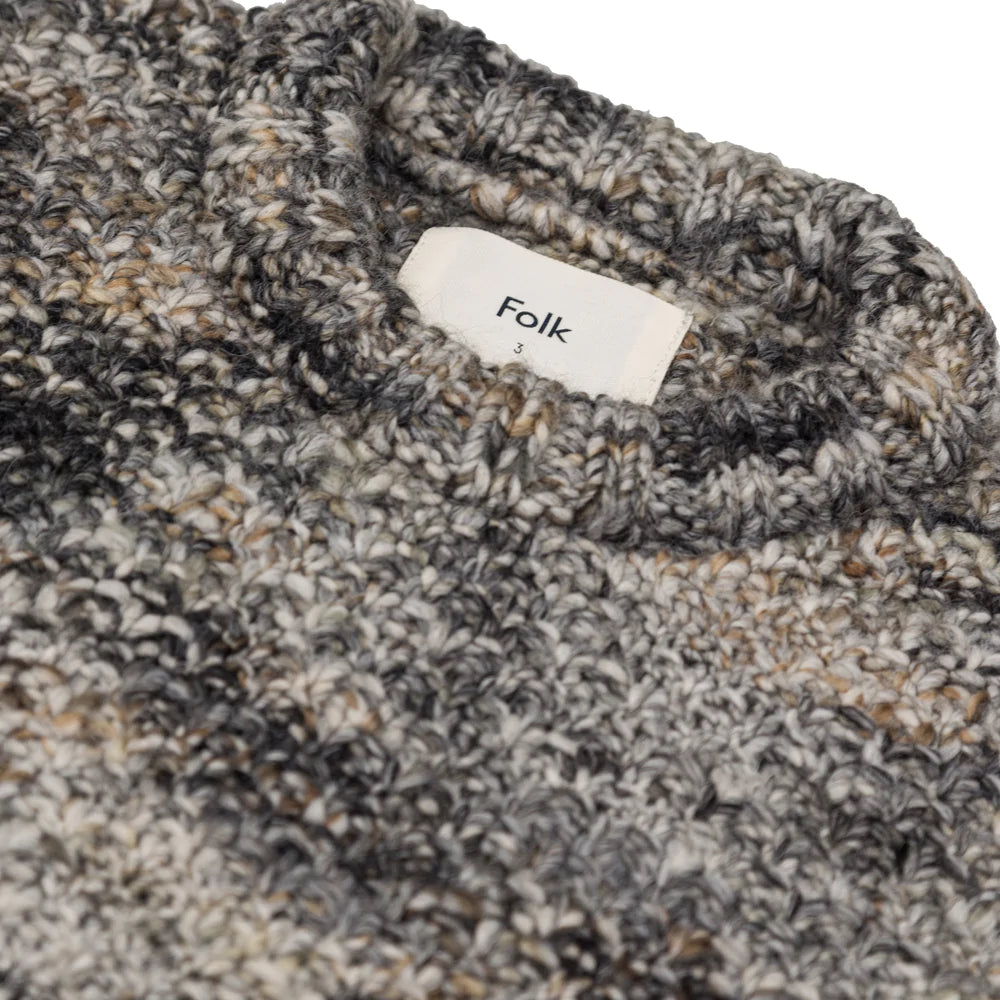 Folk Mixed Yarn Crew - Slate Olive Mix