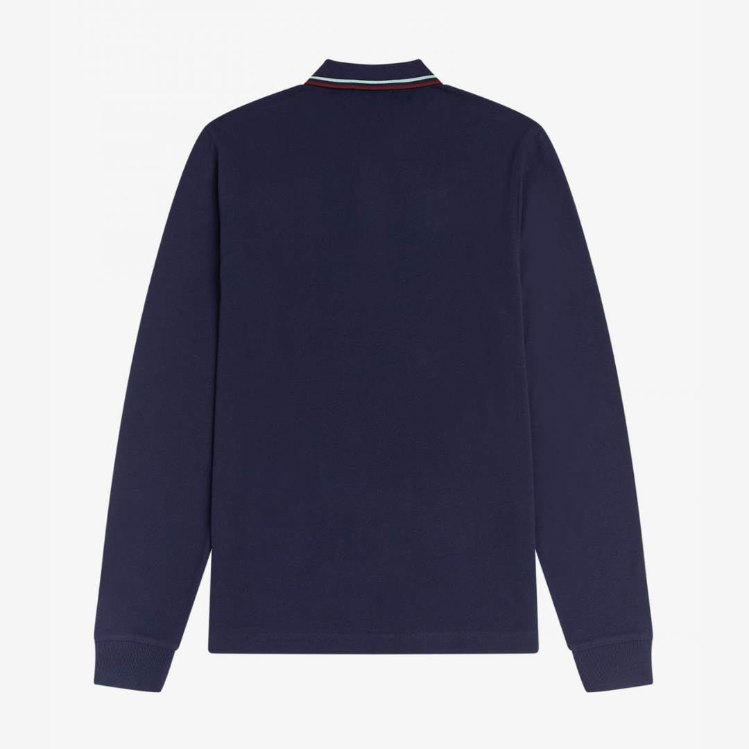 Fred Perry LS Twin Tipped Polo - Carbon Blue / Aubergine