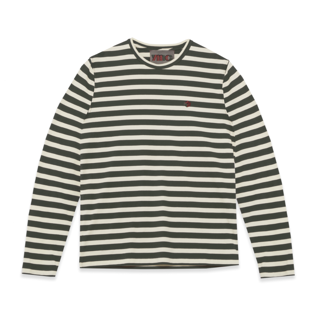 YMC Thurston LS T-Shirt - Green / Ecru