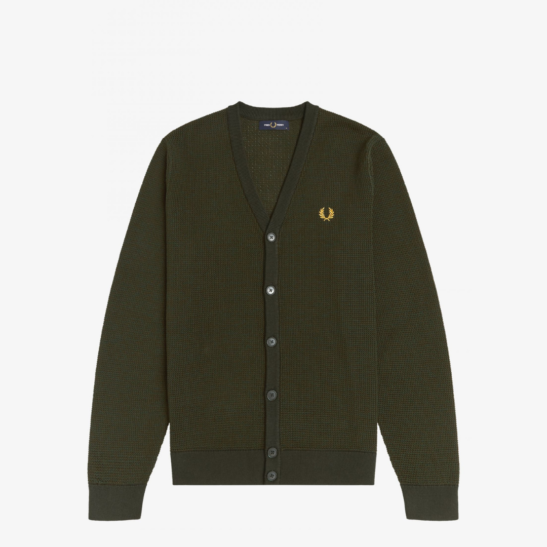 Fred Perry Textured Cardigan - Hunting Green