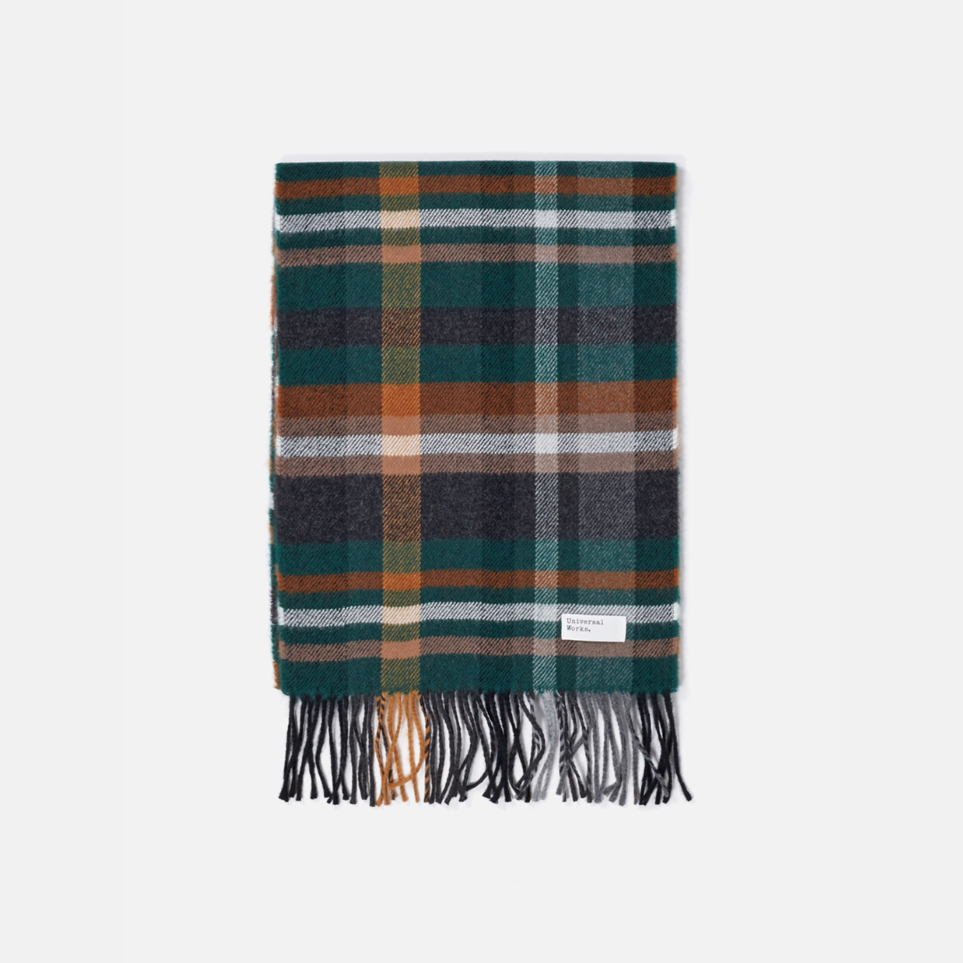 Universal Works Check Scarf - Green Check