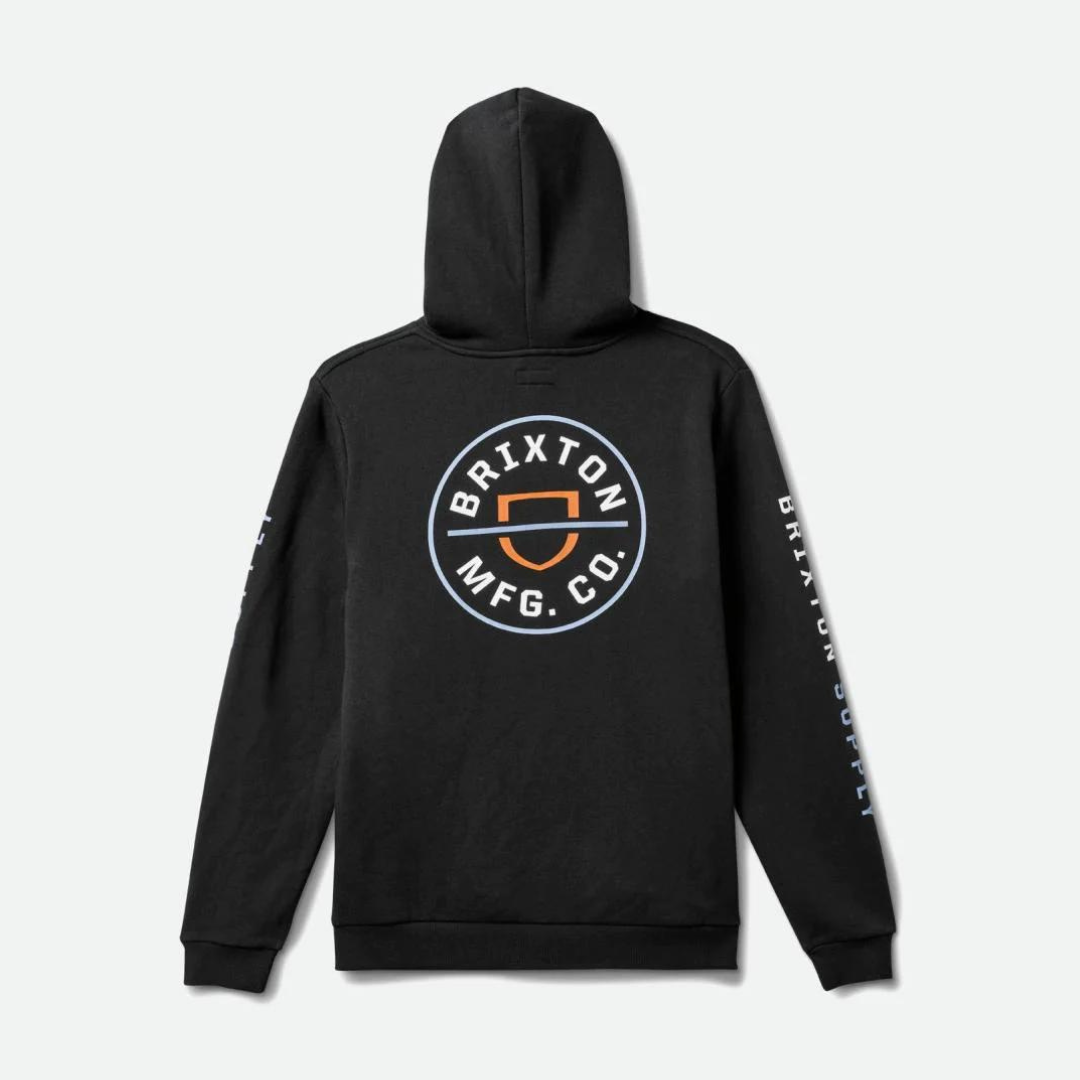 Brixton Crest Hood - Black / Dusty Blue / Burnt Red