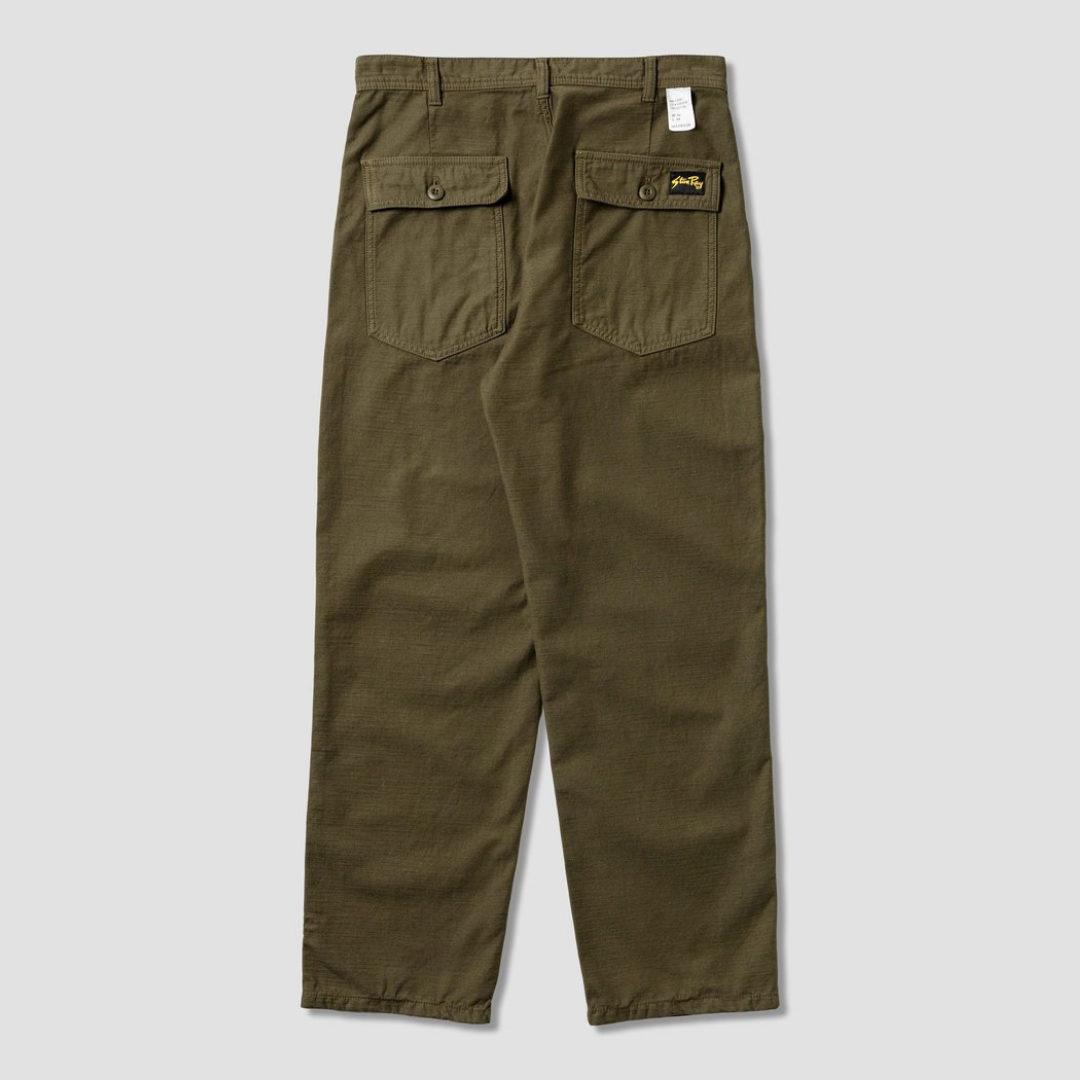 Buy the Stan Ray Fat Pant Olive Sateen Jingo Clothing
