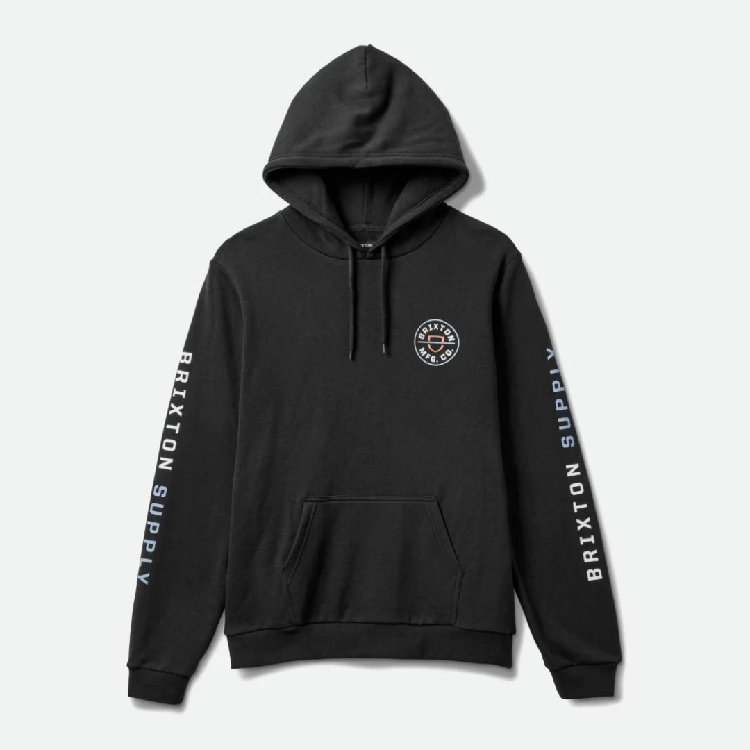 Brixton Crest Hood - Black / Dusty Blue / Burnt Red