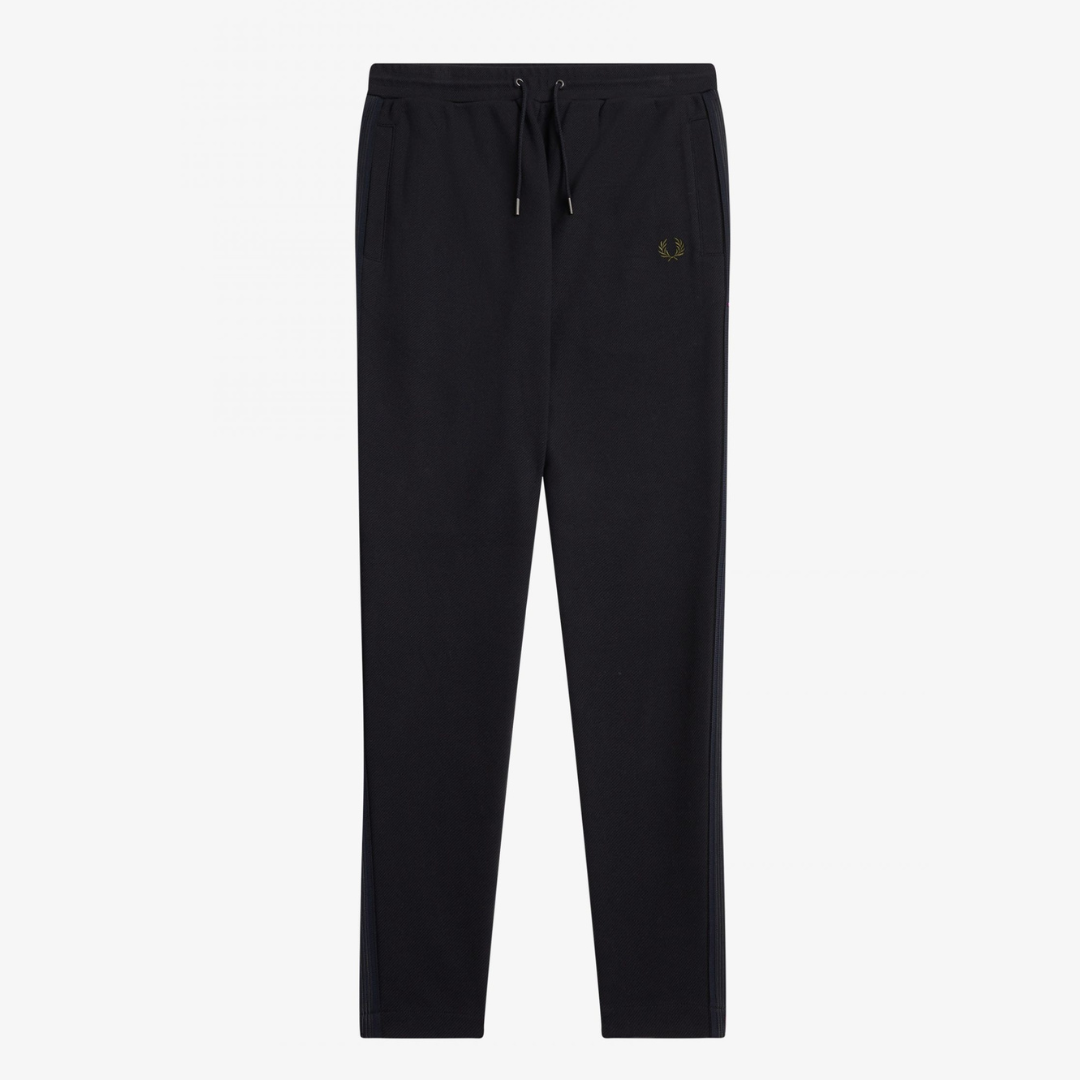 Buy the Fred Perry Knitted Taped Track Pant Black Jingo Clothing
