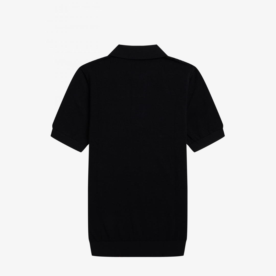 Fred Perry Contrast Stitch Knitted Shirt - Black