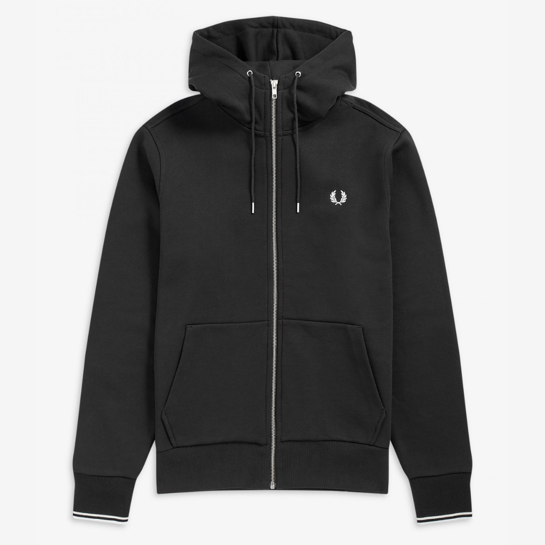 Fred Perry Hooded Zip Sweat - Black
