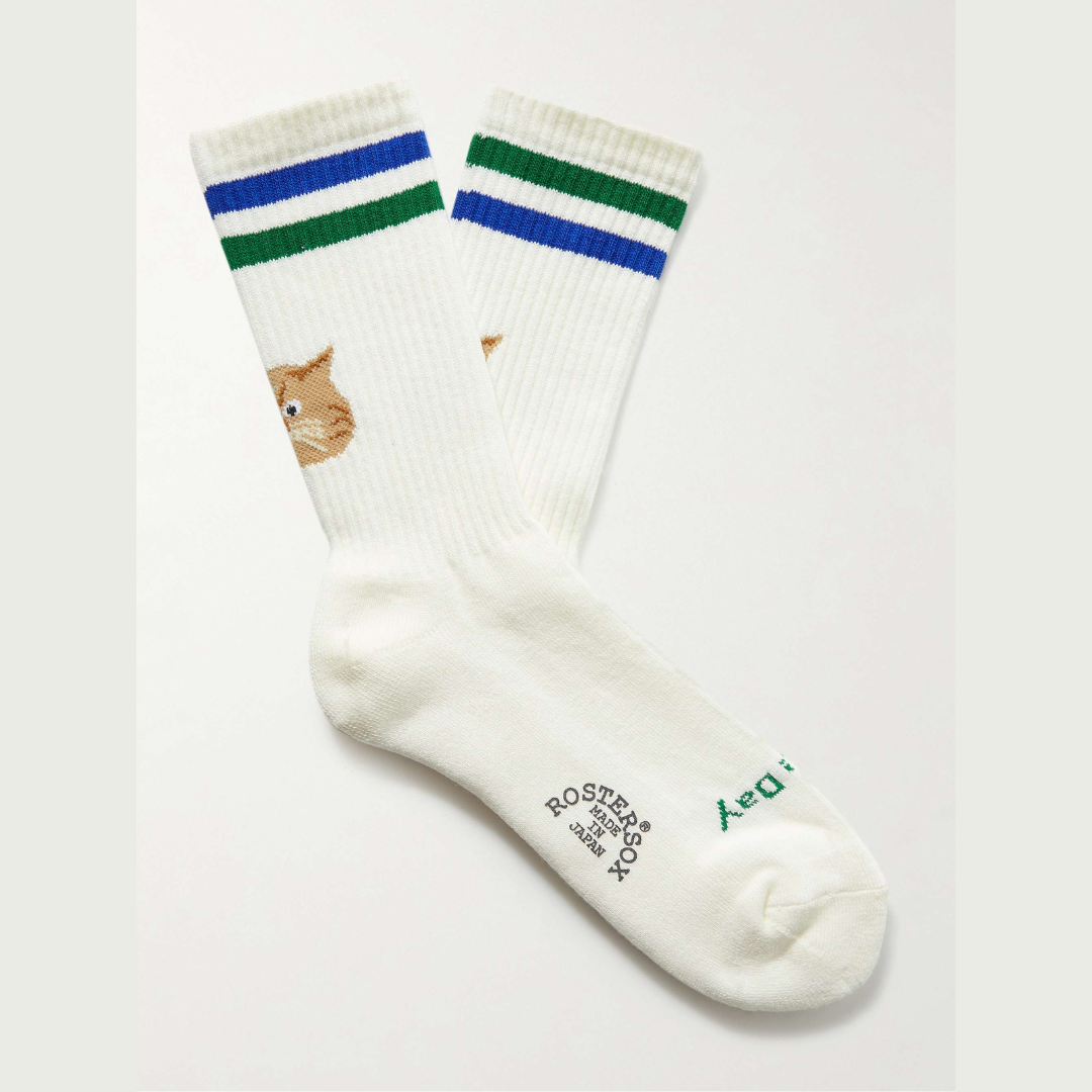 Rostersox Cat / Stripe Sock - Blue / Green