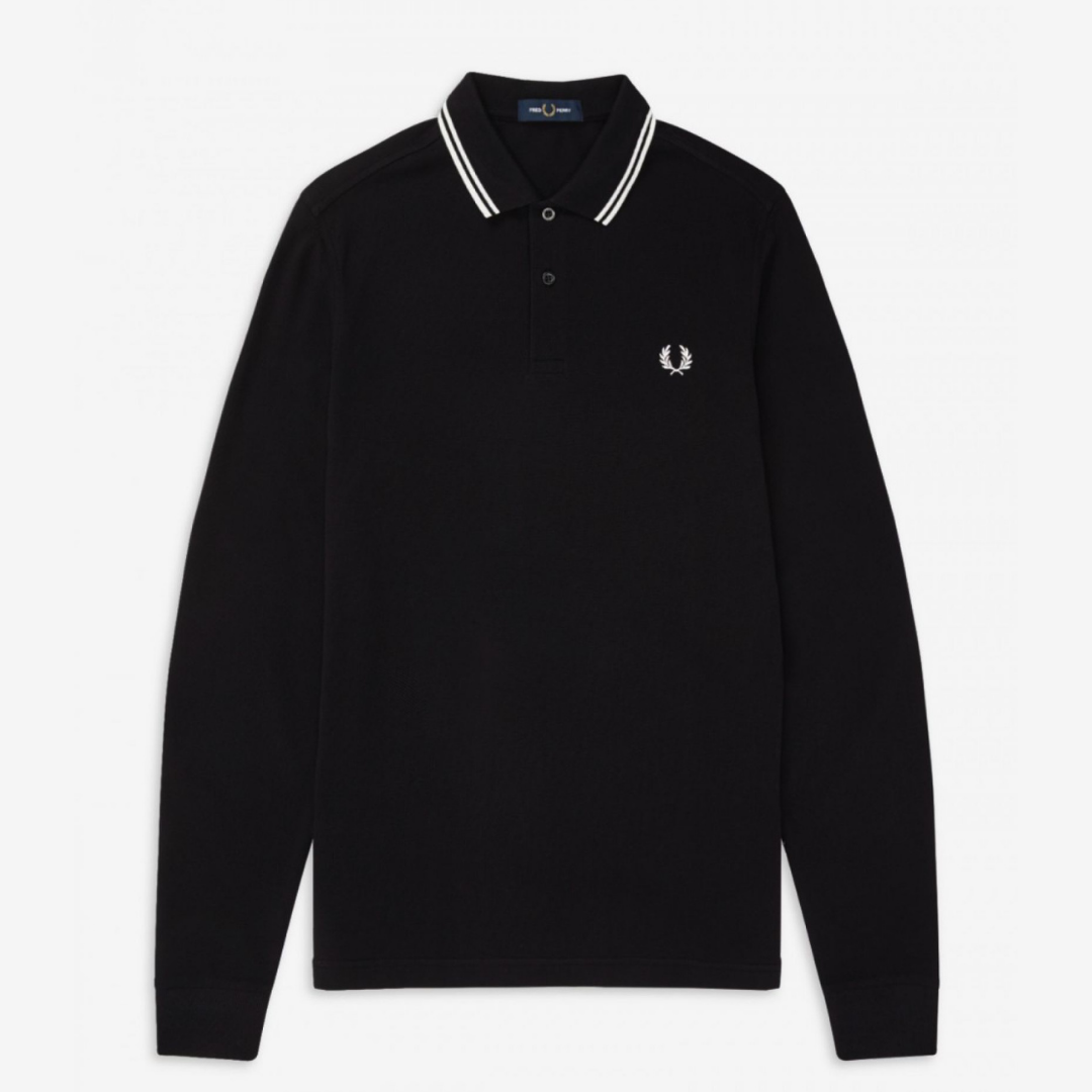 Fred Perry LS Twin Tipped Polo - Black