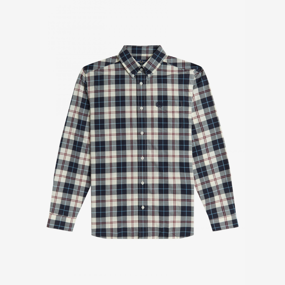 Fred Perry Tartan LS Shirt - Ecru